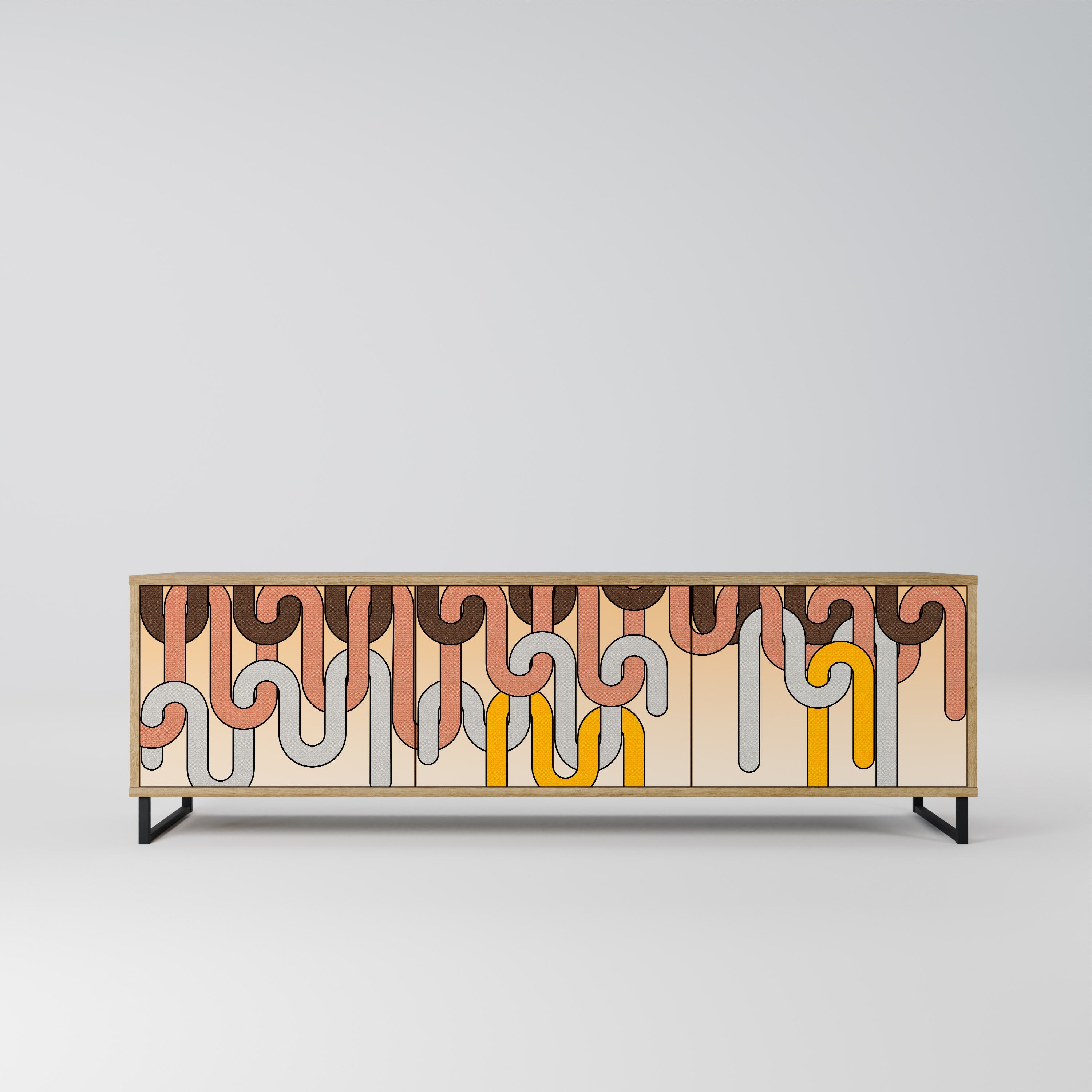 COLORFUL STRINGS TV-Lowboard mit 3 Türen in Eiche-Optik