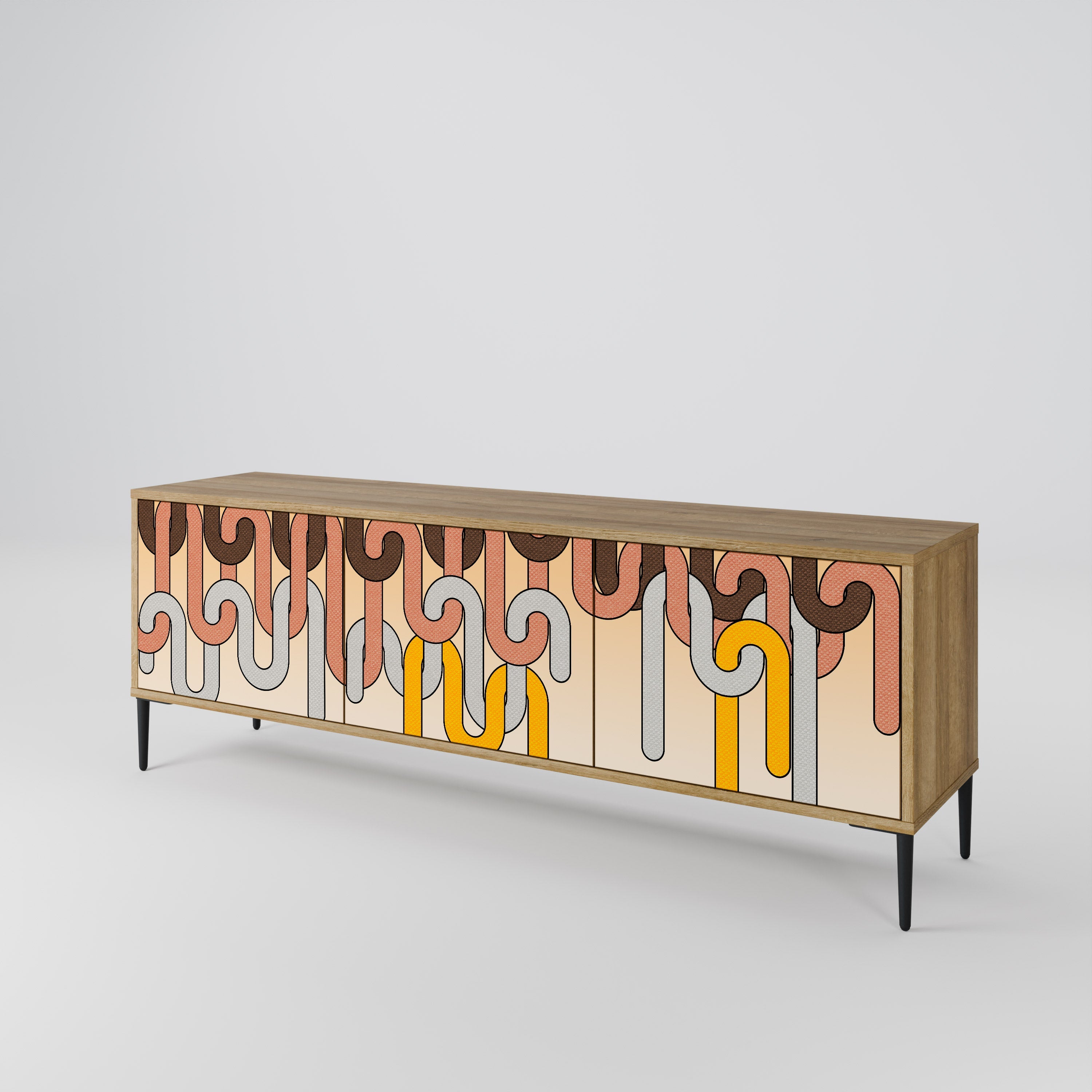 COLORFUL STRINGS TV-Lowboard mit 3 Türen in Eiche-Optik