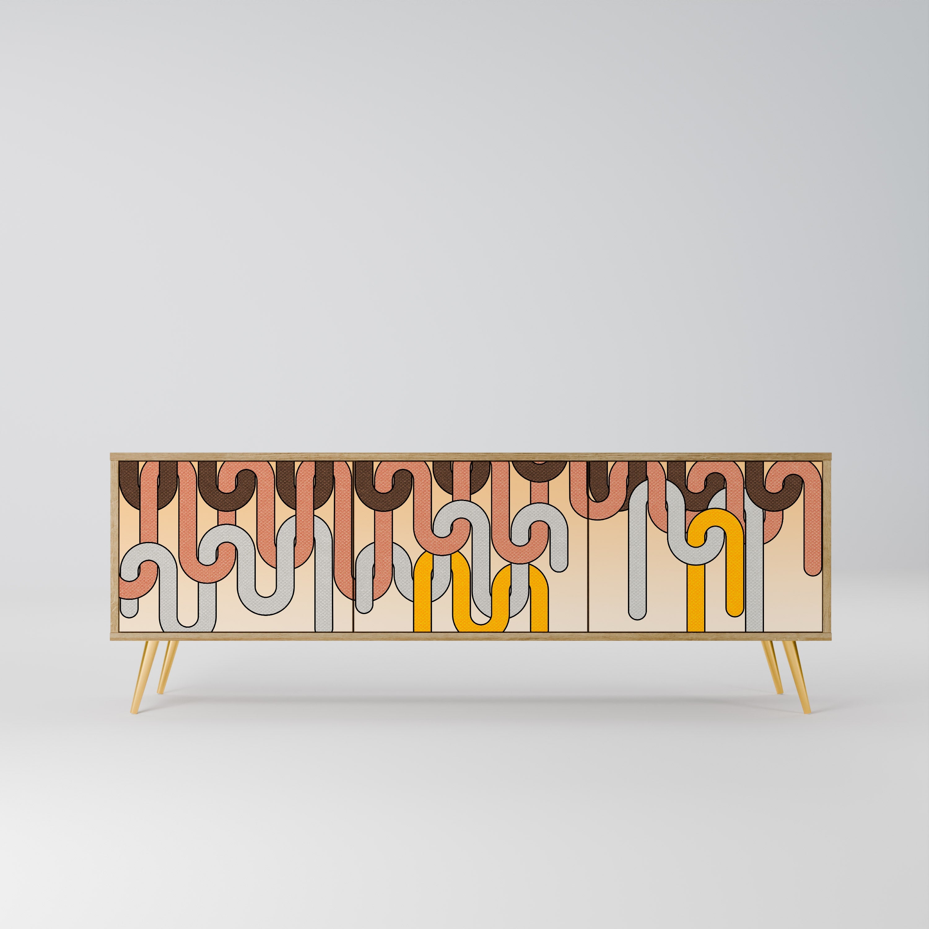 COLORFUL STRINGS TV-Lowboard mit 3 Türen in Eiche-Optik