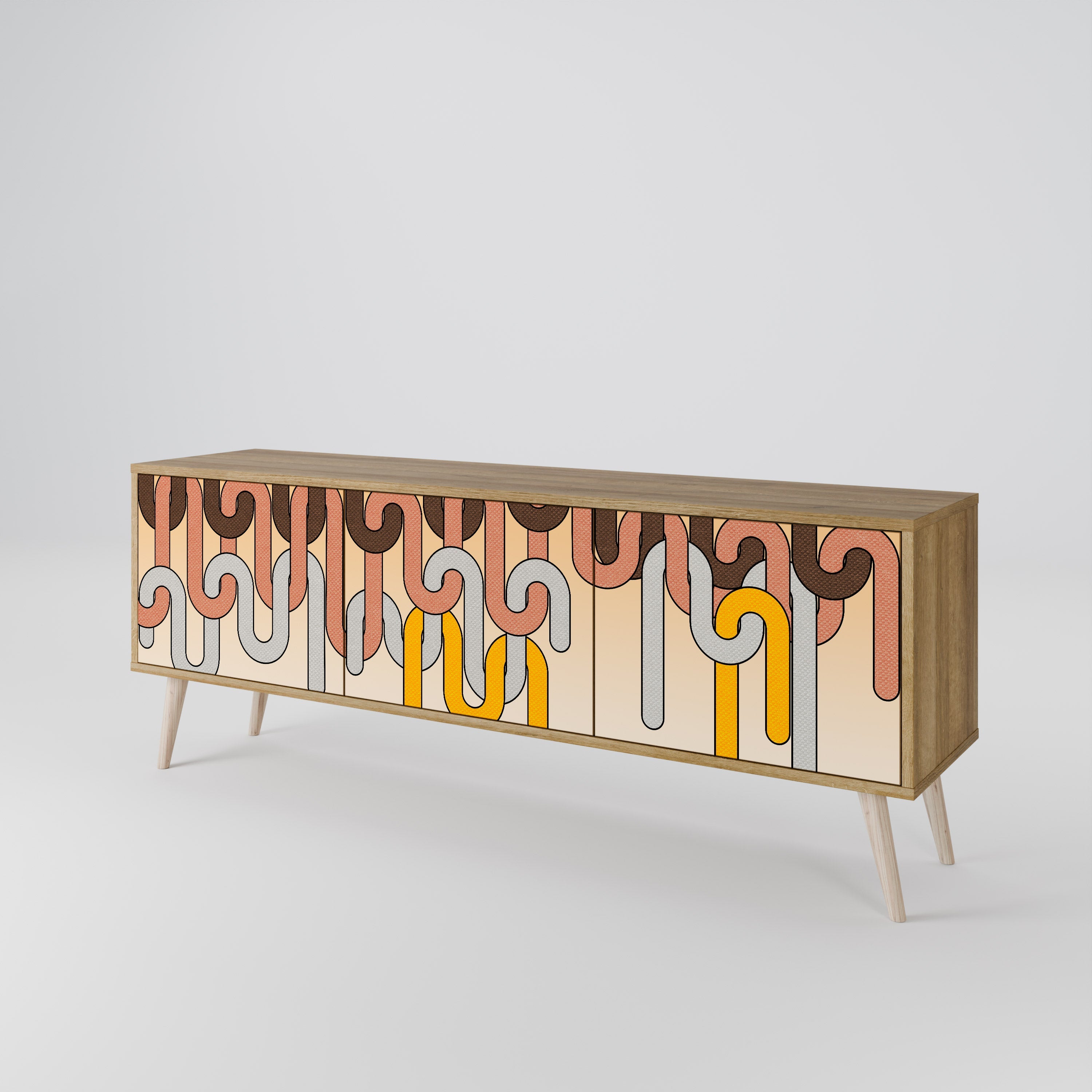 COLORFUL STRINGS TV-Lowboard mit 3 Türen in Eiche-Optik