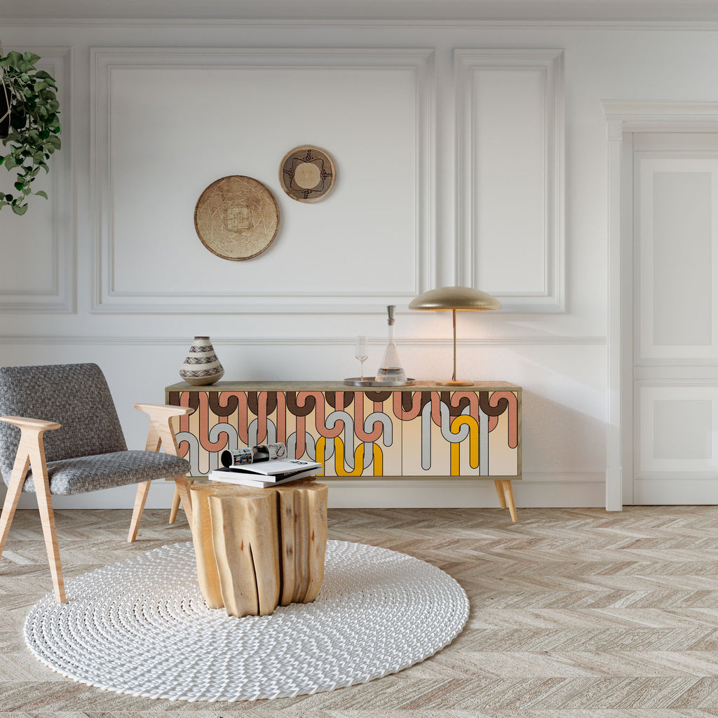 COLORFUL STRINGS TV-Lowboard mit 3 Türen in Eiche-Optik