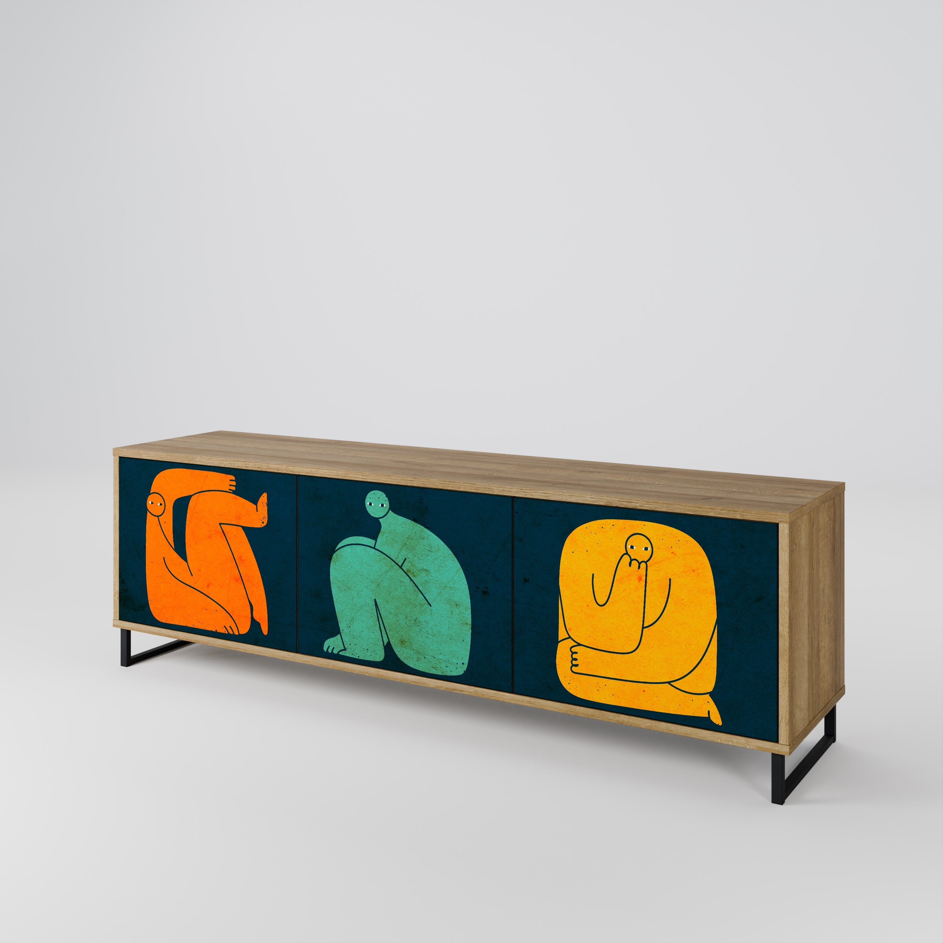 TOGETHER BUT SEPARATELY TV-Lowboard mit 3 Türen in Eiche-Optik