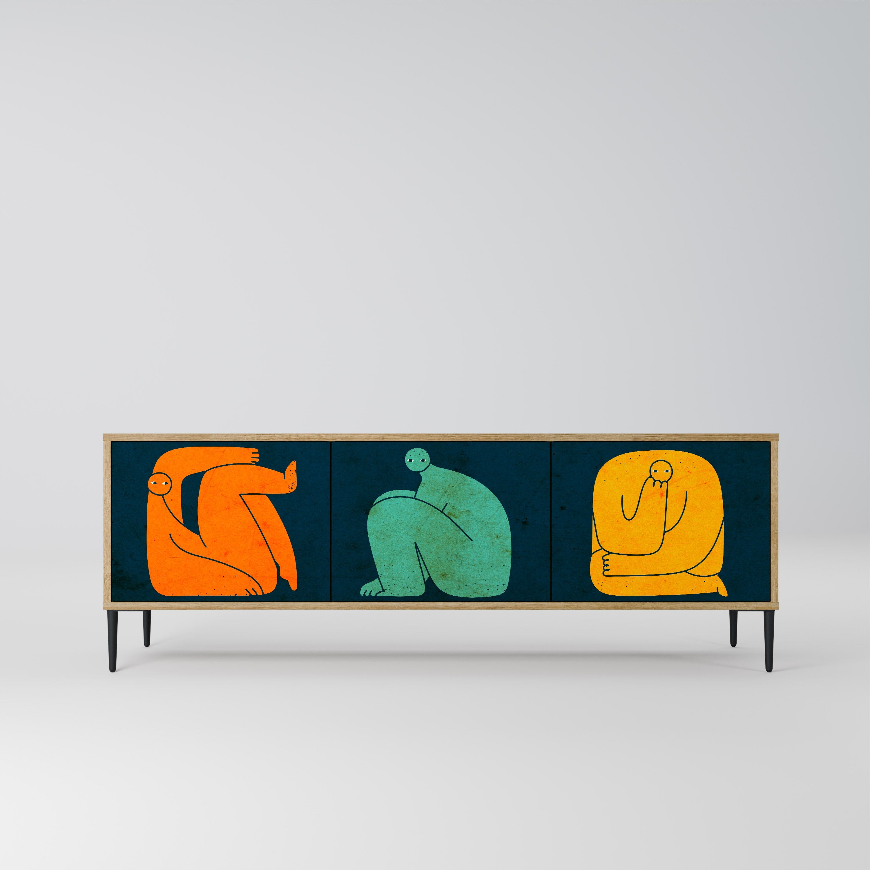 TOGETHER BUT SEPARATELY TV-Lowboard mit 3 Türen in Eiche-Optik