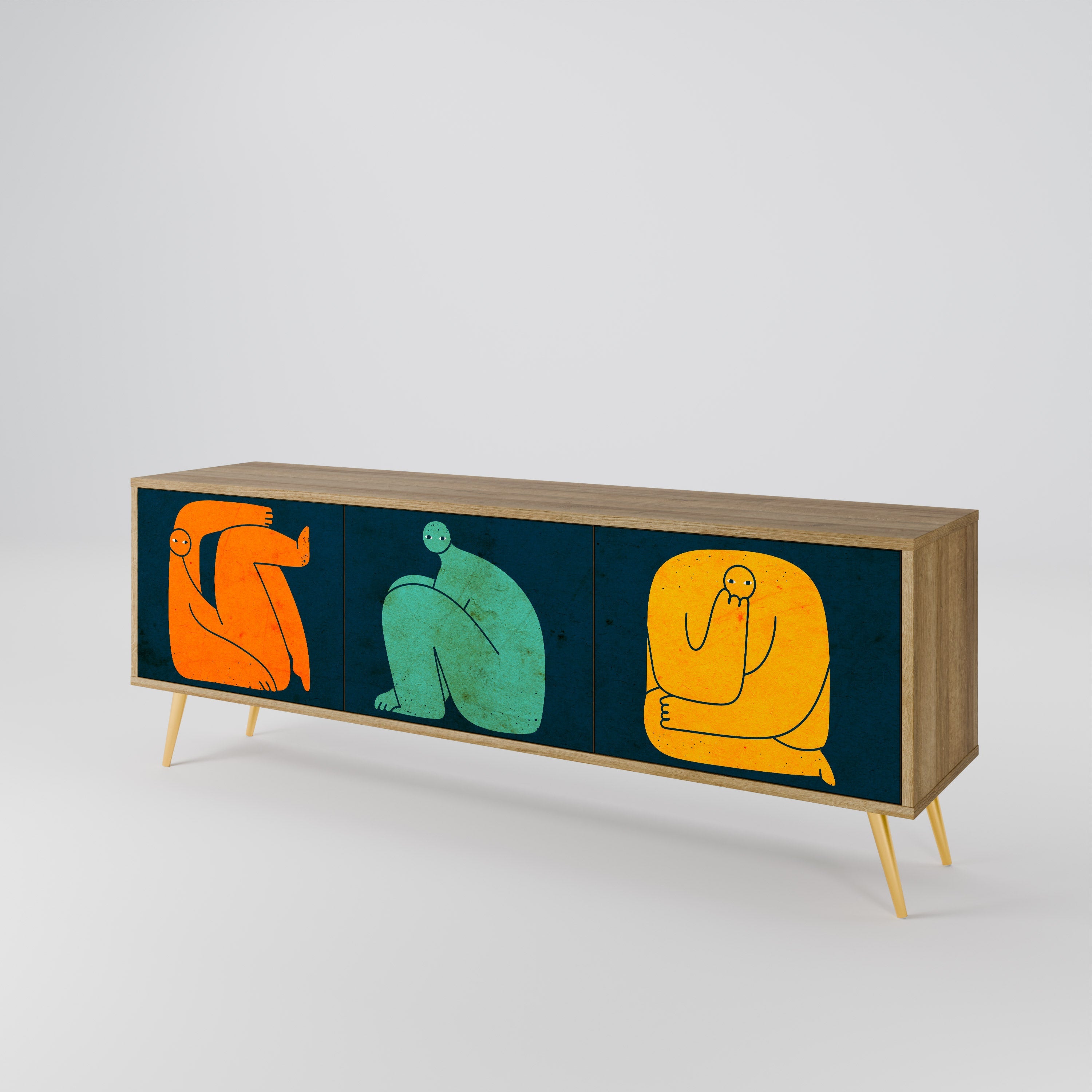 TOGETHER BUT SEPARATELY TV-Lowboard mit 3 Türen in Eiche-Optik