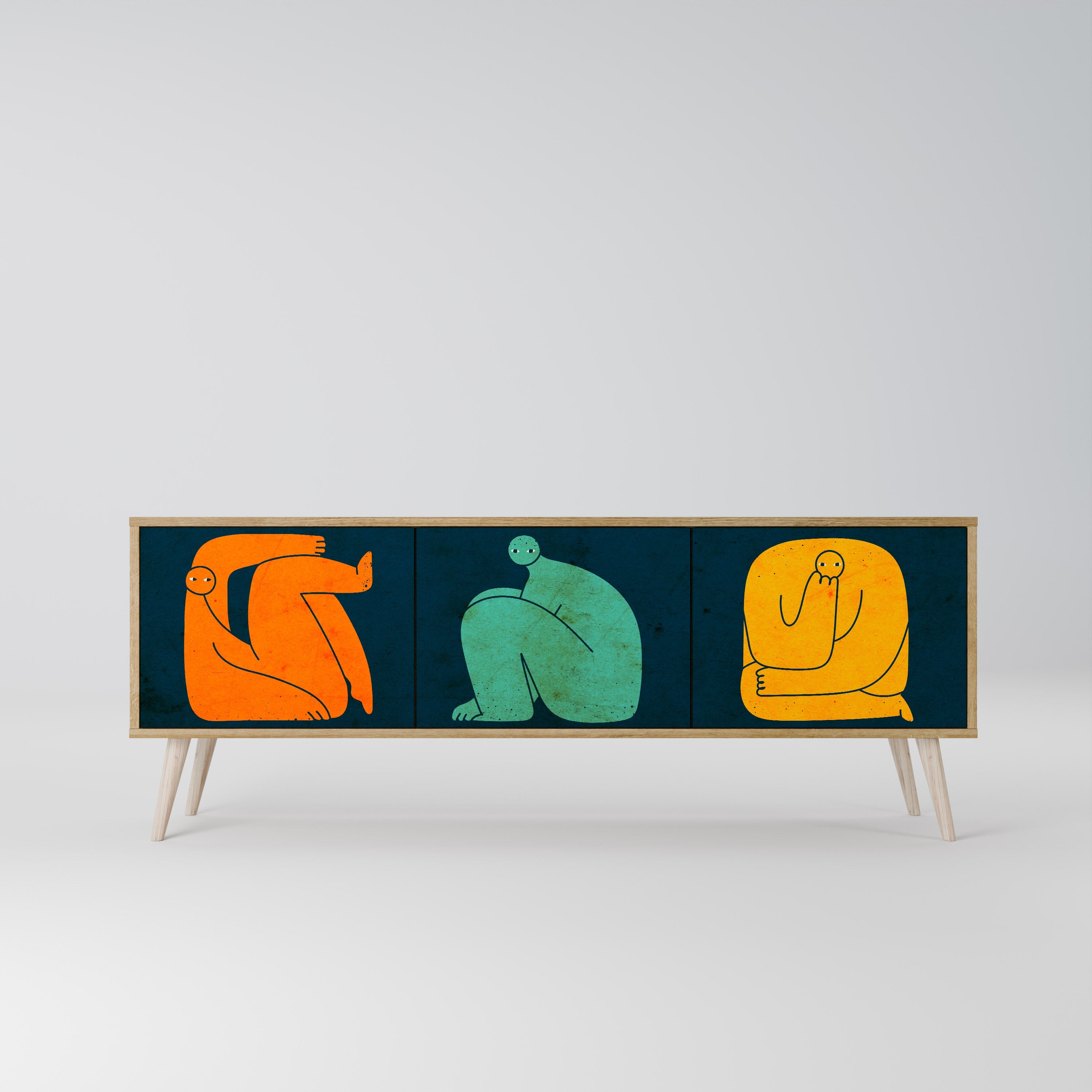 TOGETHER BUT SEPARATELY TV-Lowboard mit 3 Türen in Eiche-Optik