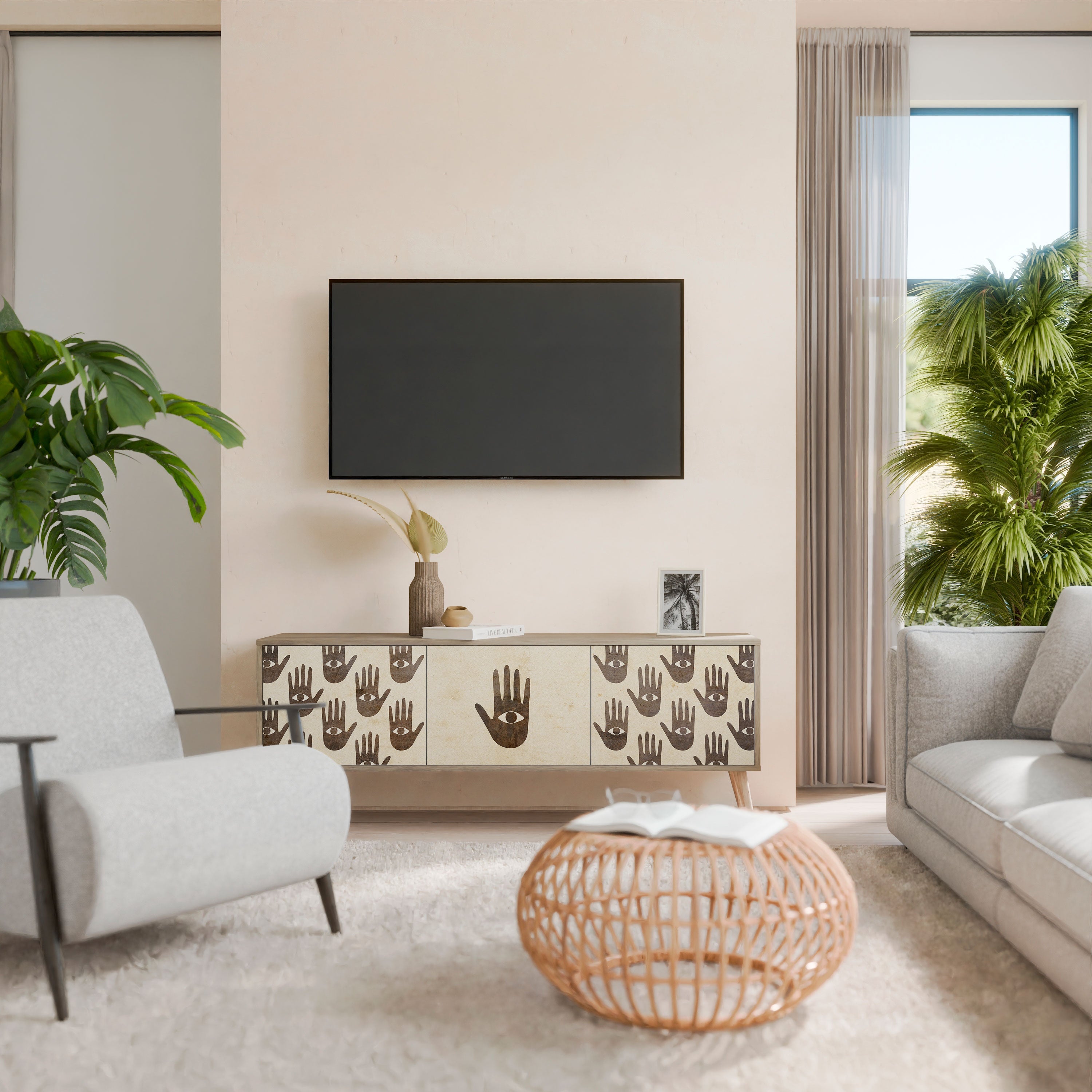 SEE MORE TV-Lowboard mit 3 Türen in Eiche-Optik