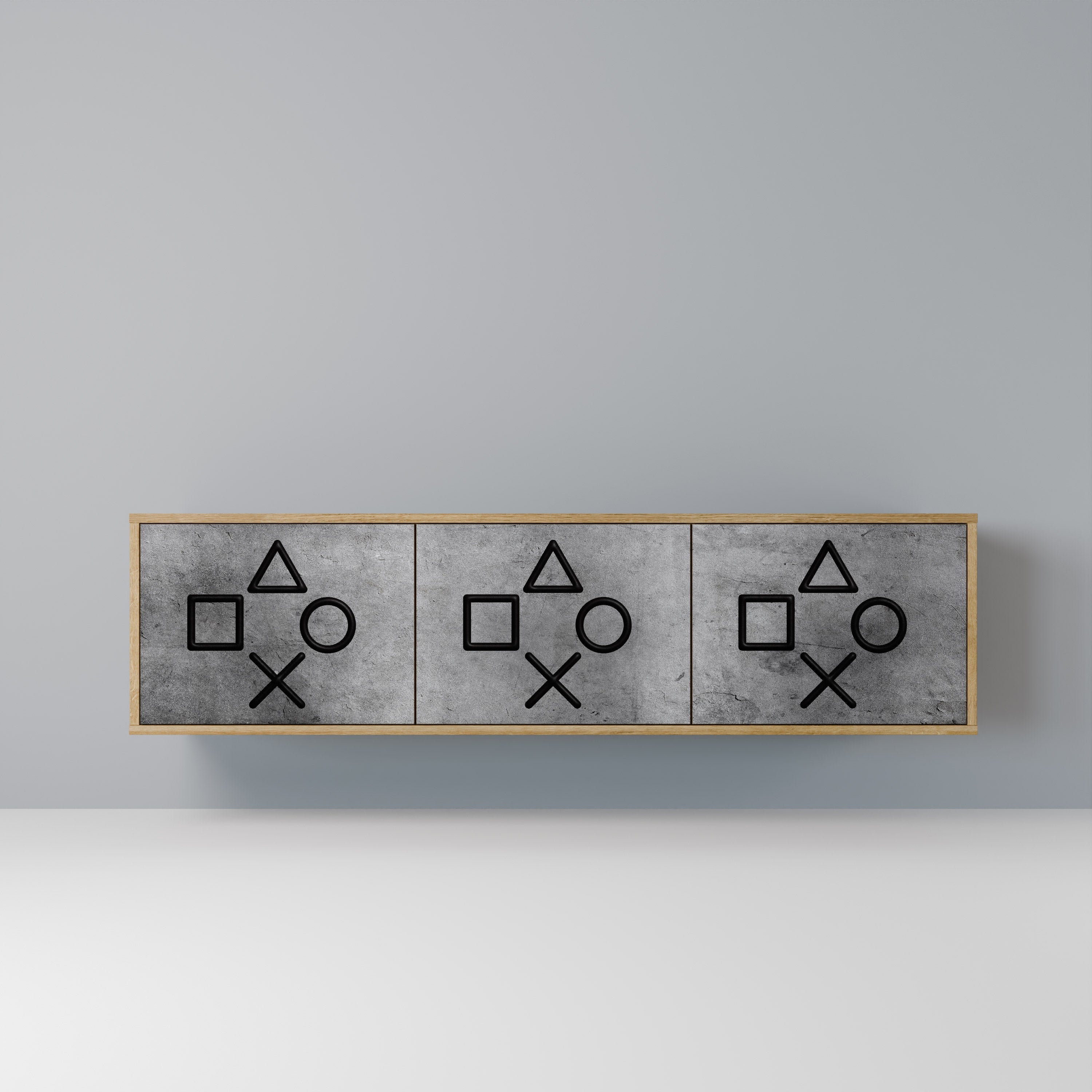 GAMER CHOICE TV-Lowboard mit 3 Türen in Eiche-Optik