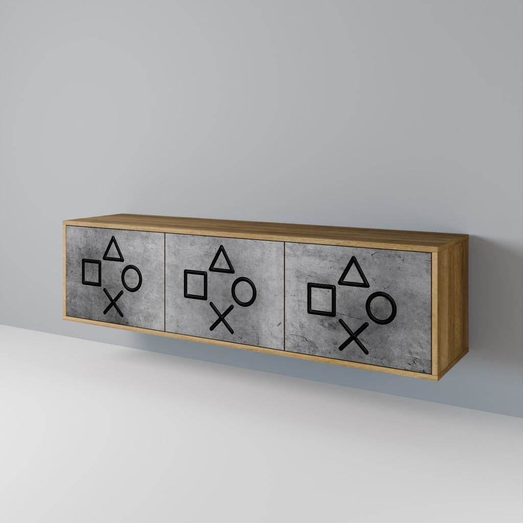 GAMER CHOICE TV-Lowboard mit 3 Türen in Eiche-Optik