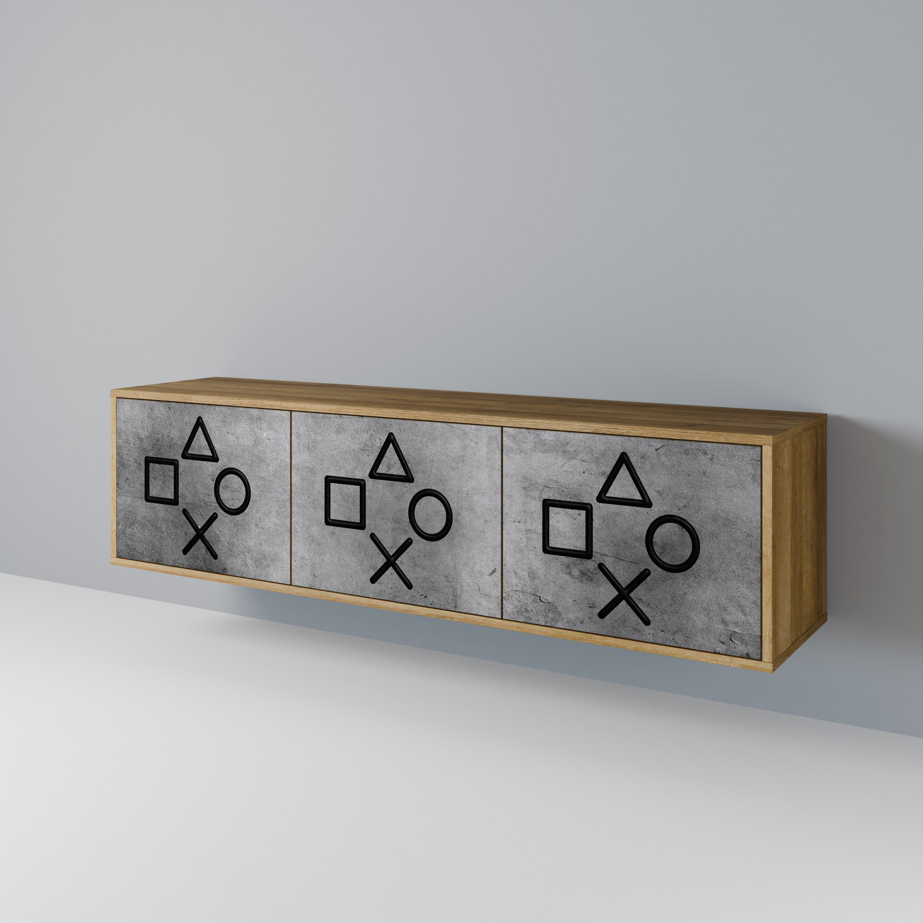 GAMER CHOICE TV-Lowboard mit 3 Türen in Eiche-Optik