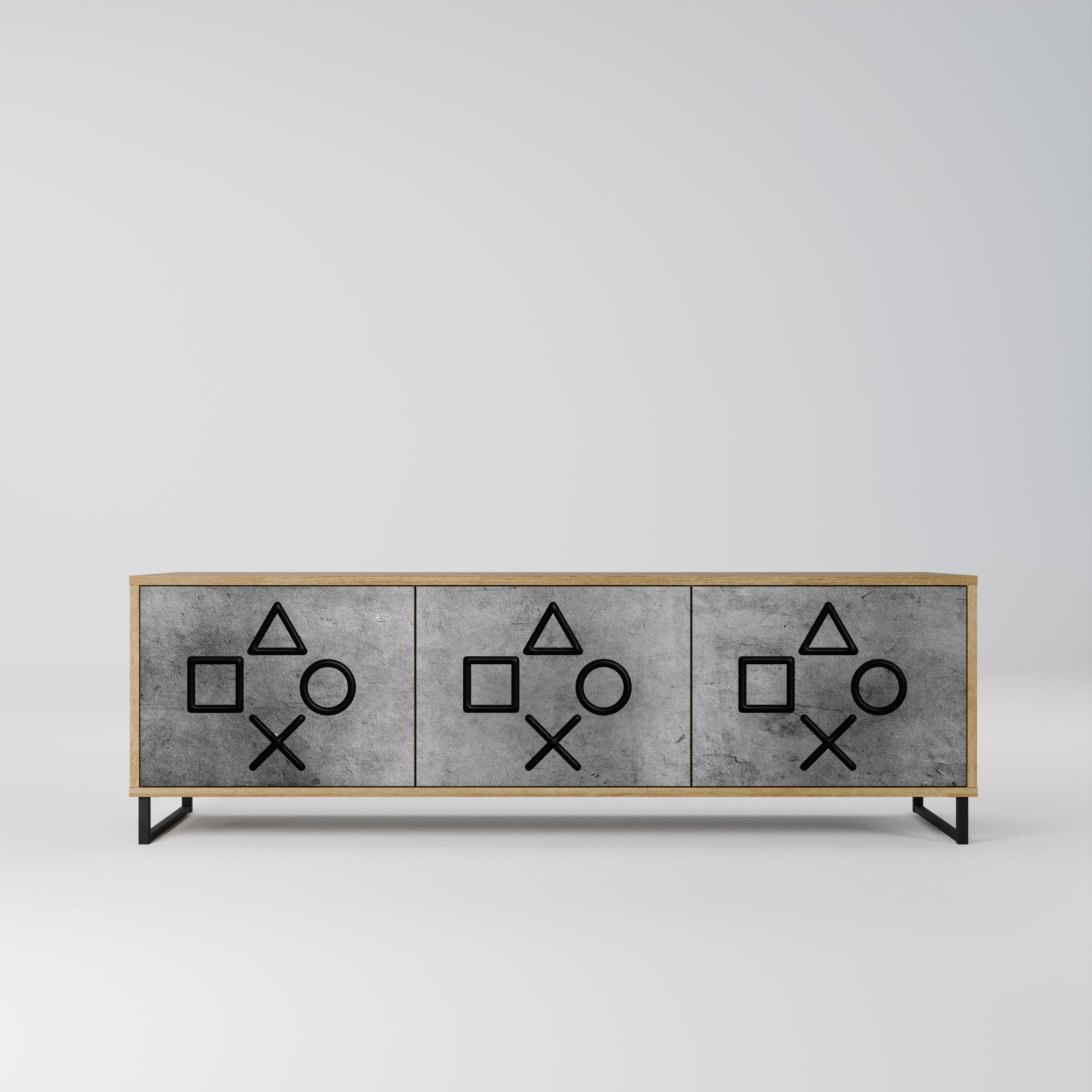 GAMER CHOICE TV-Lowboard mit 3 Türen in Eiche-Optik