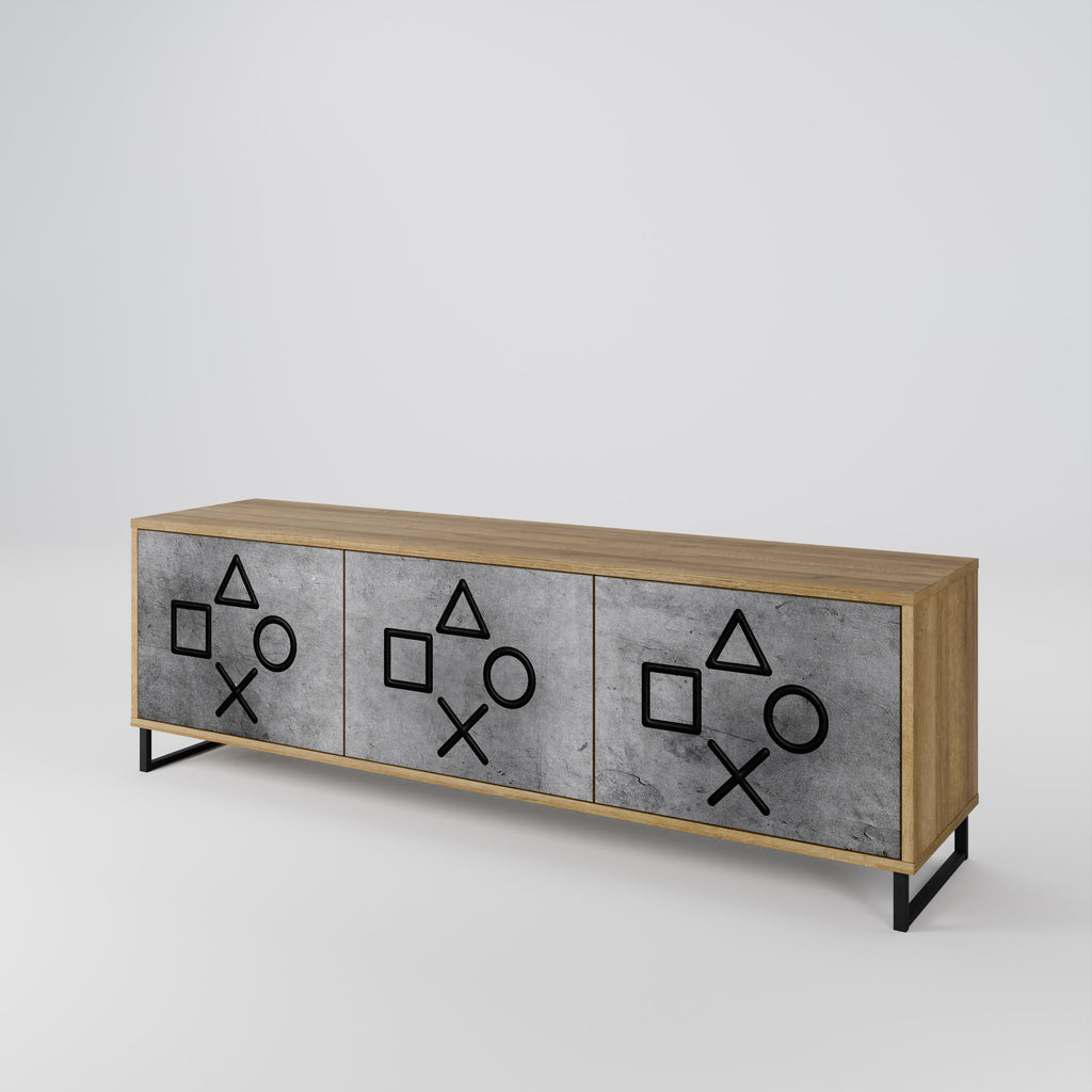 GAMER CHOICE TV-Lowboard mit 3 Türen in Eiche-Optik