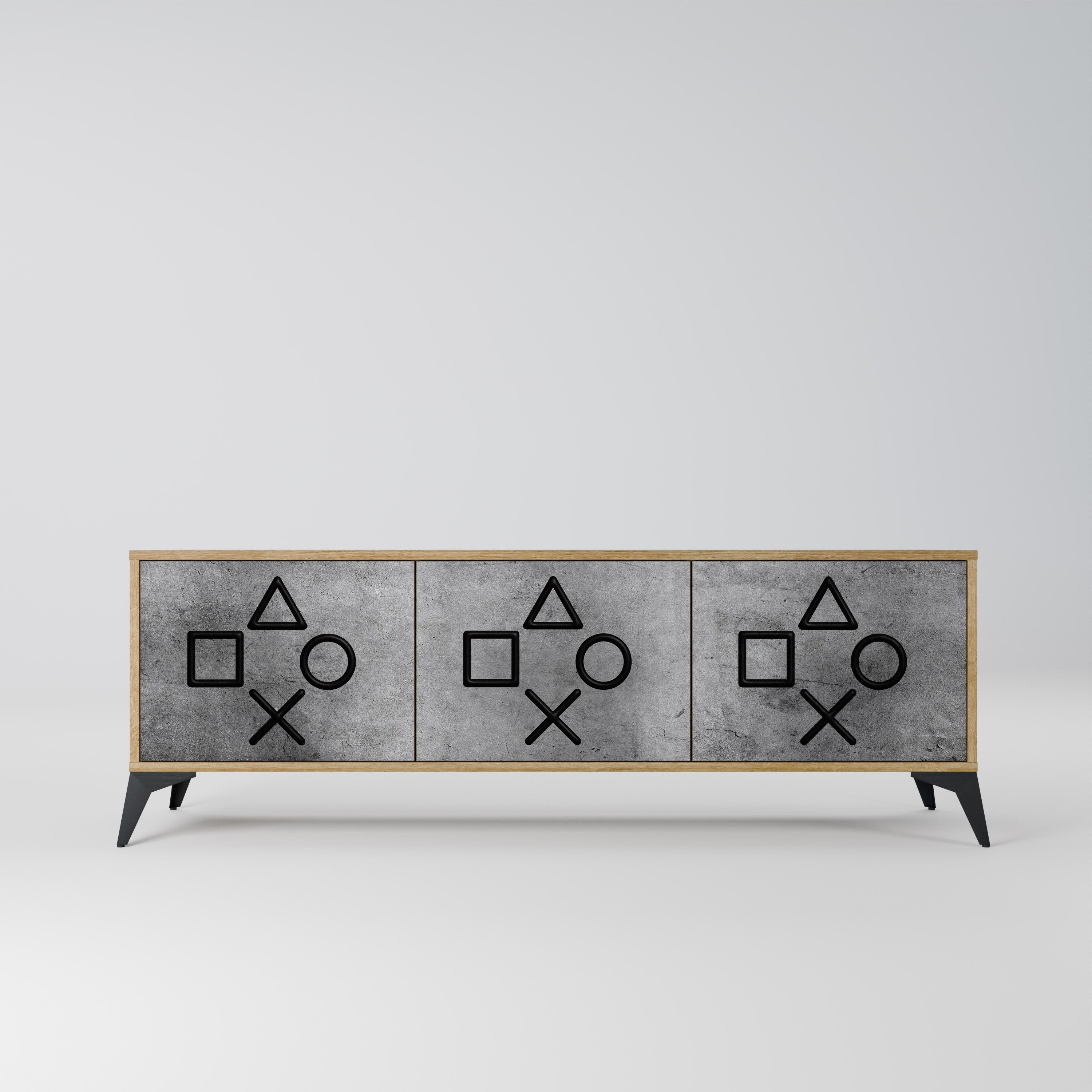 GAMER CHOICE TV-Lowboard mit 3 Türen in Eiche-Optik