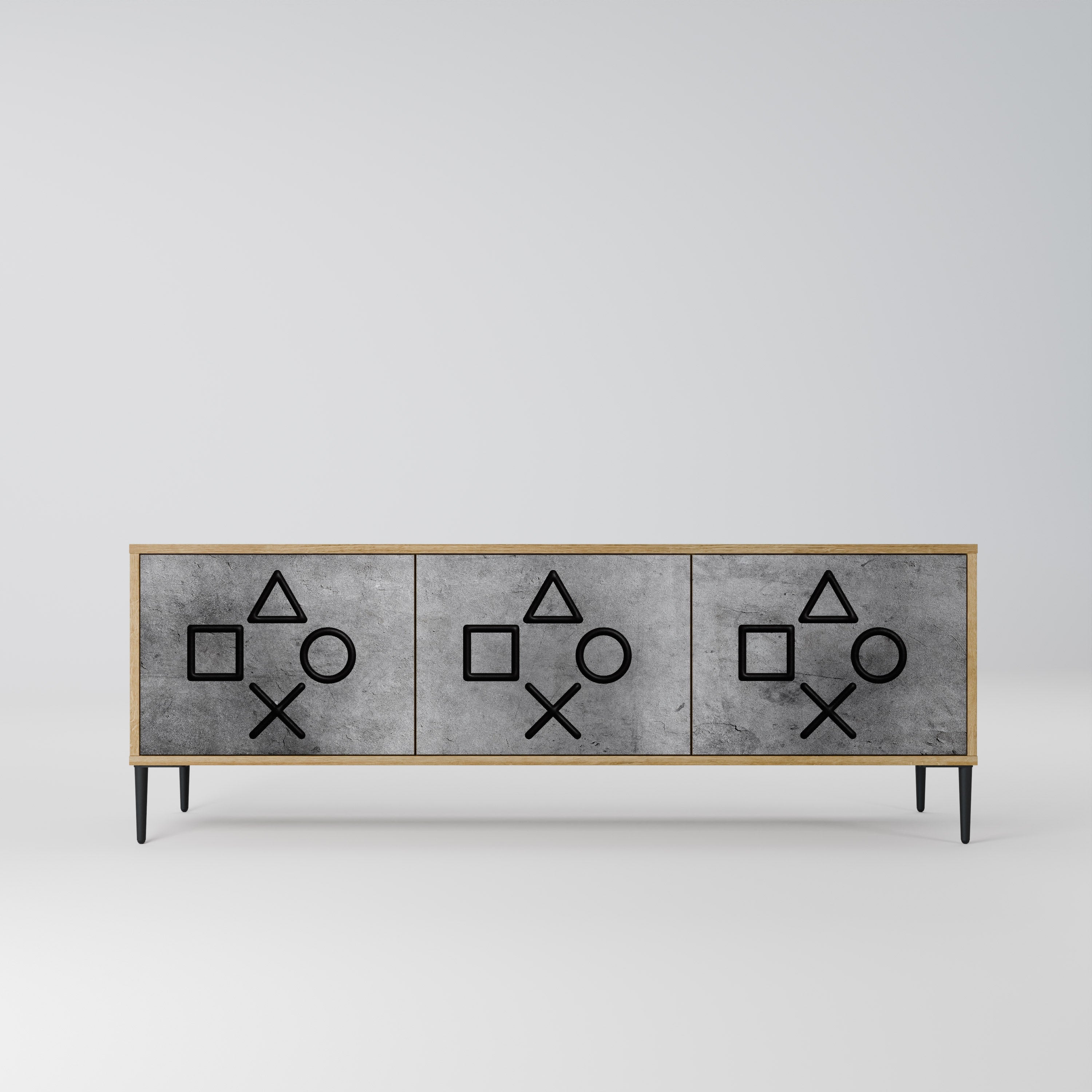 GAMER CHOICE TV-Lowboard mit 3 Türen in Eiche-Optik