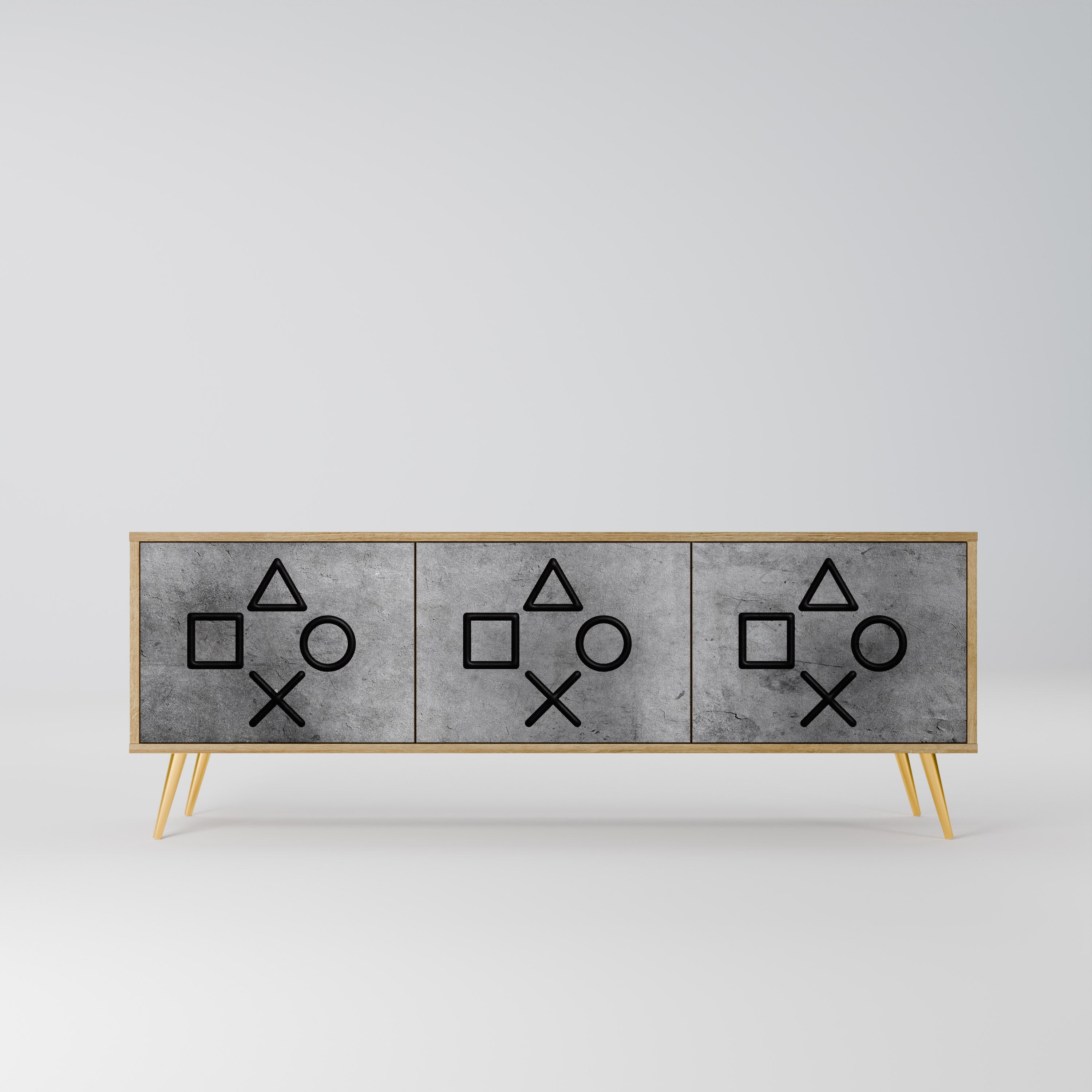 GAMER CHOICE TV-Lowboard mit 3 Türen in Eiche-Optik