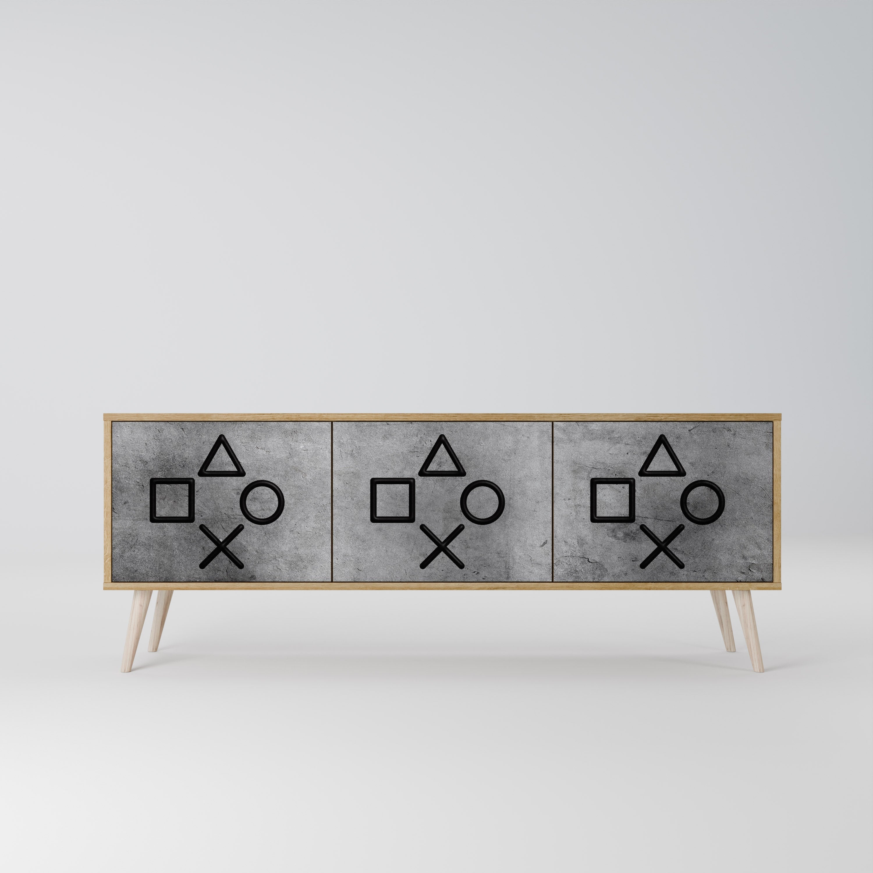 GAMER CHOICE TV-Lowboard mit 3 Türen in Eiche-Optik