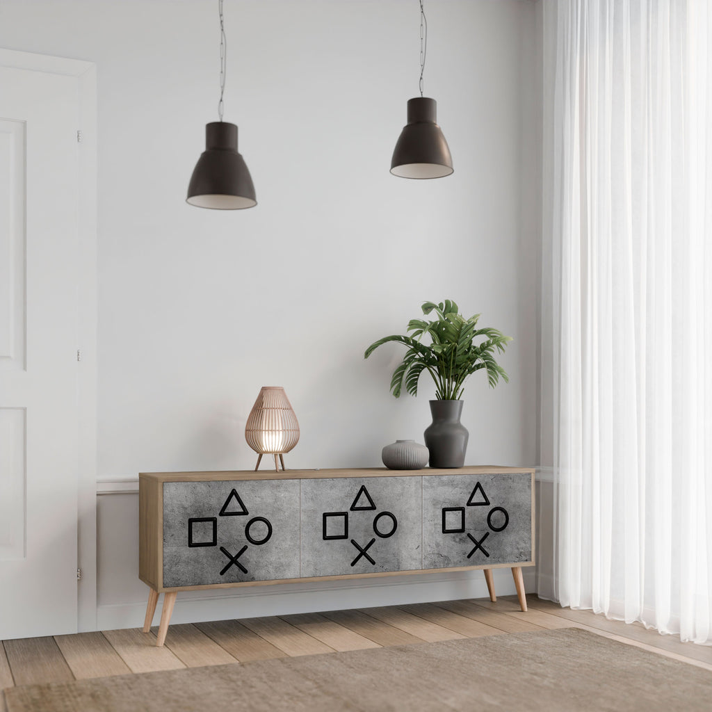 GAMER CHOICE TV-Lowboard mit 3 Türen in Eiche-Optik