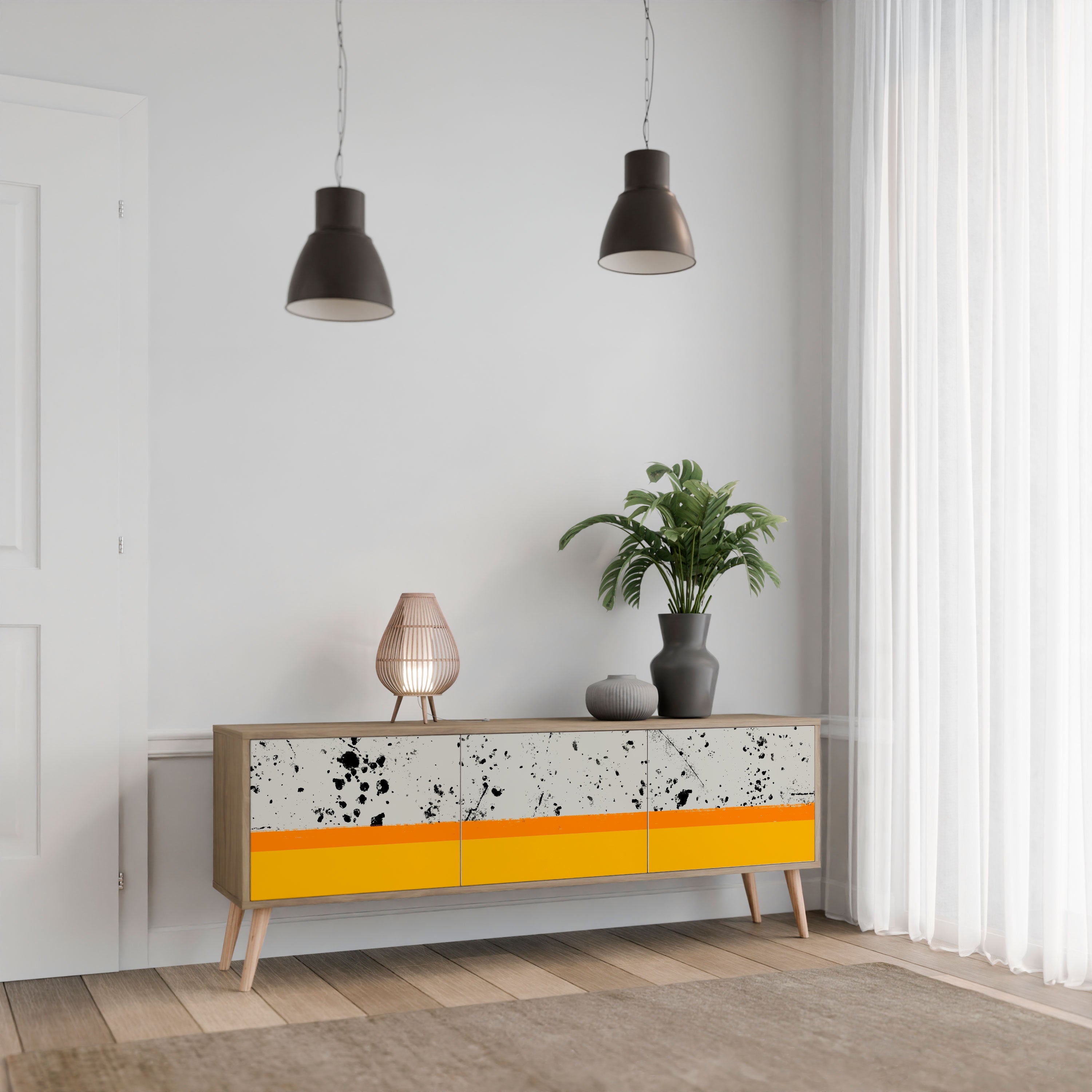 DYED BY ORANGE TV-Lowboard mit 3 Türen in Eiche-Optik