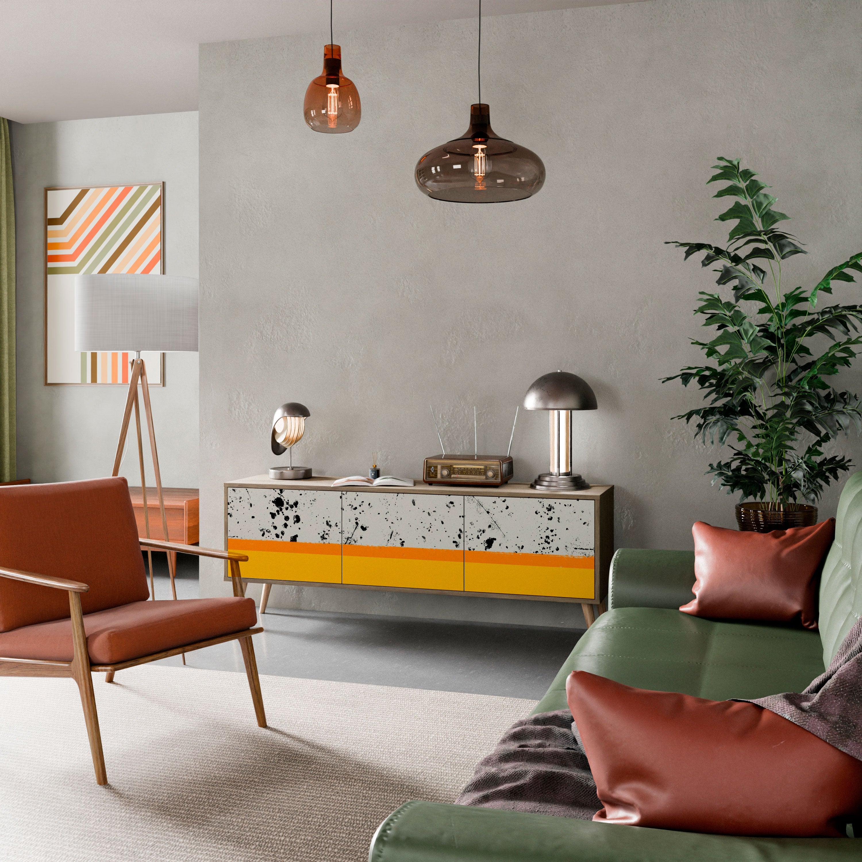 DYED BY ORANGE TV-Lowboard mit 3 Türen in Eiche-Optik