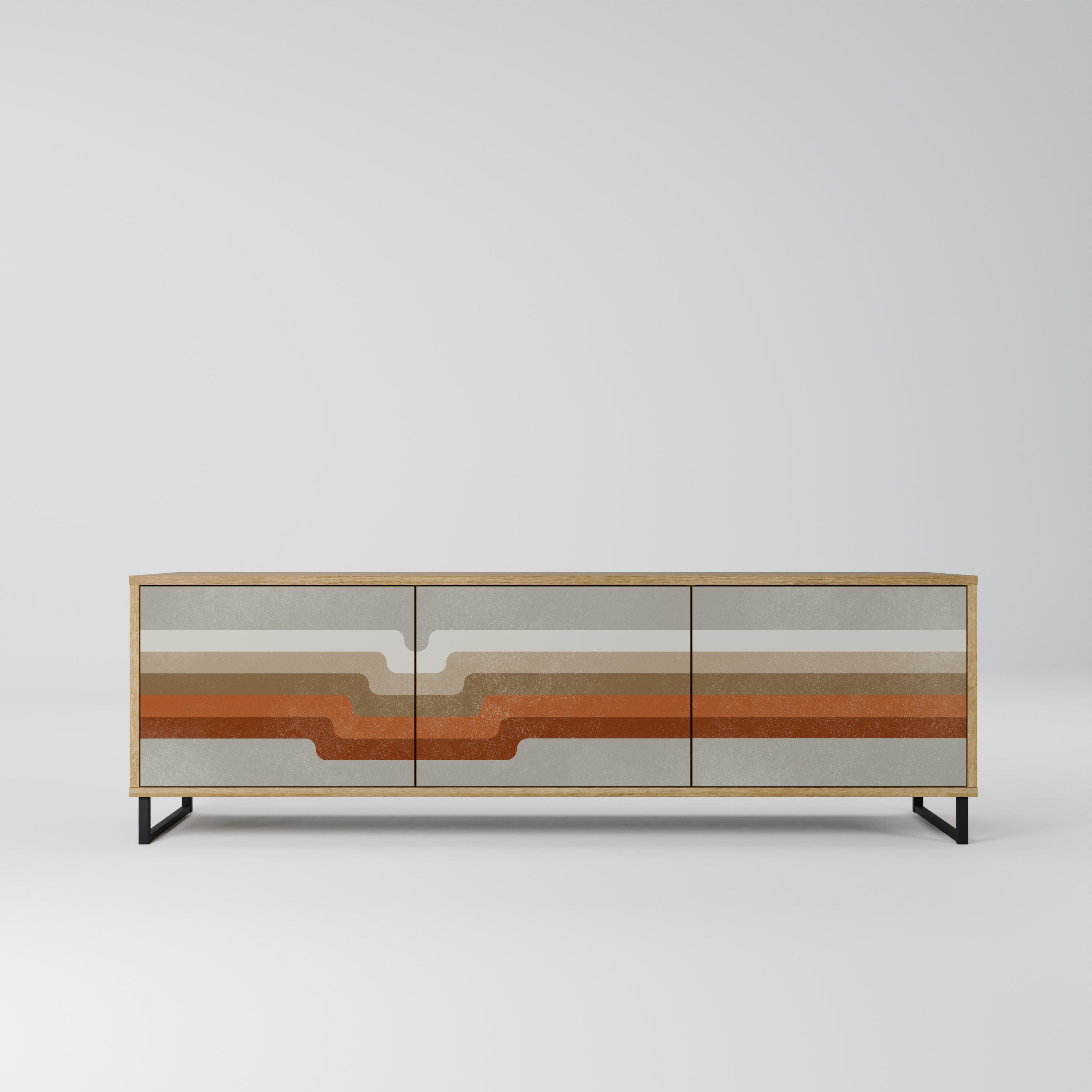 PECULIAR TRAIL TV-Lowboard mit 3 Türen in Eiche-Optik