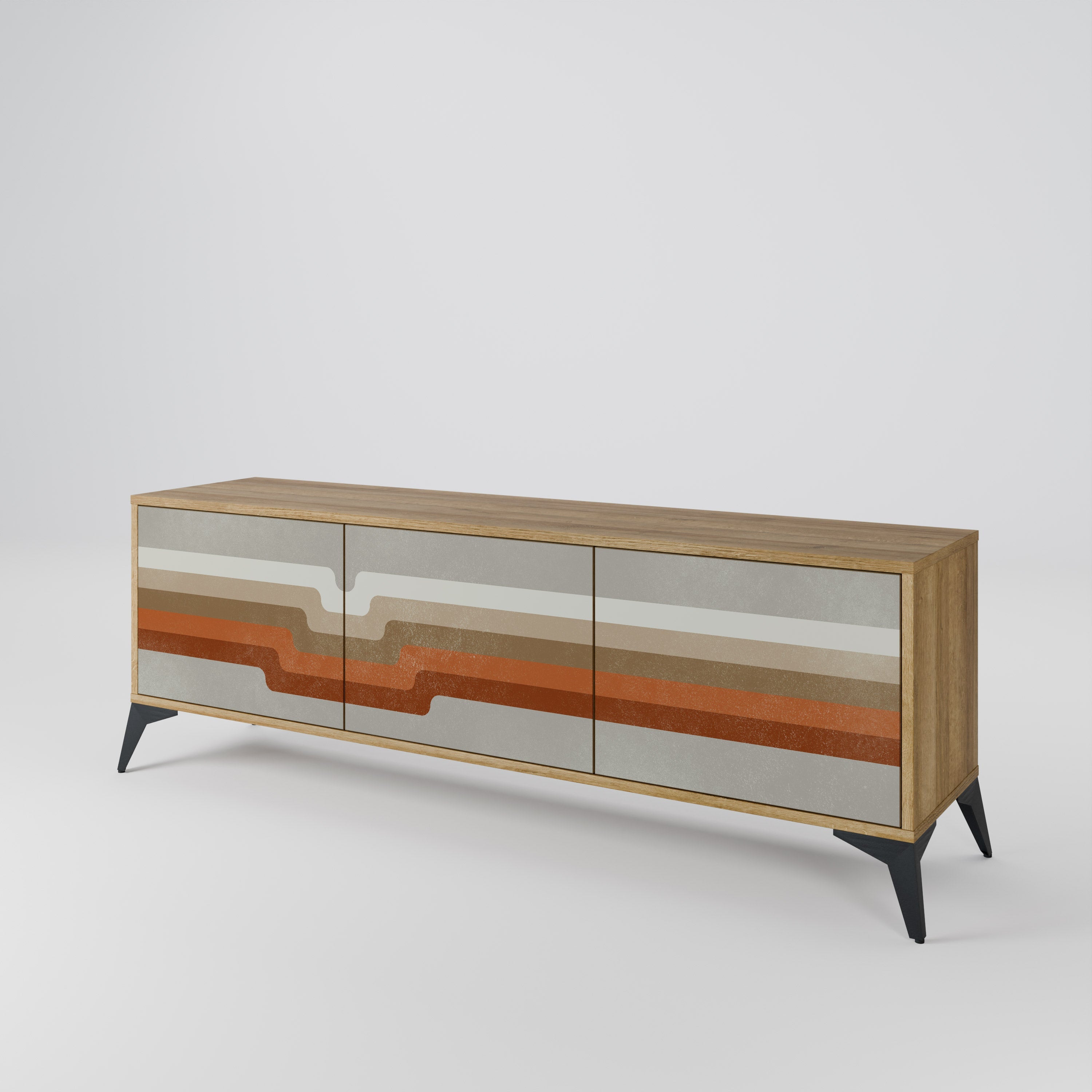 PECULIAR TRAIL TV-Lowboard mit 3 Türen in Eiche-Optik