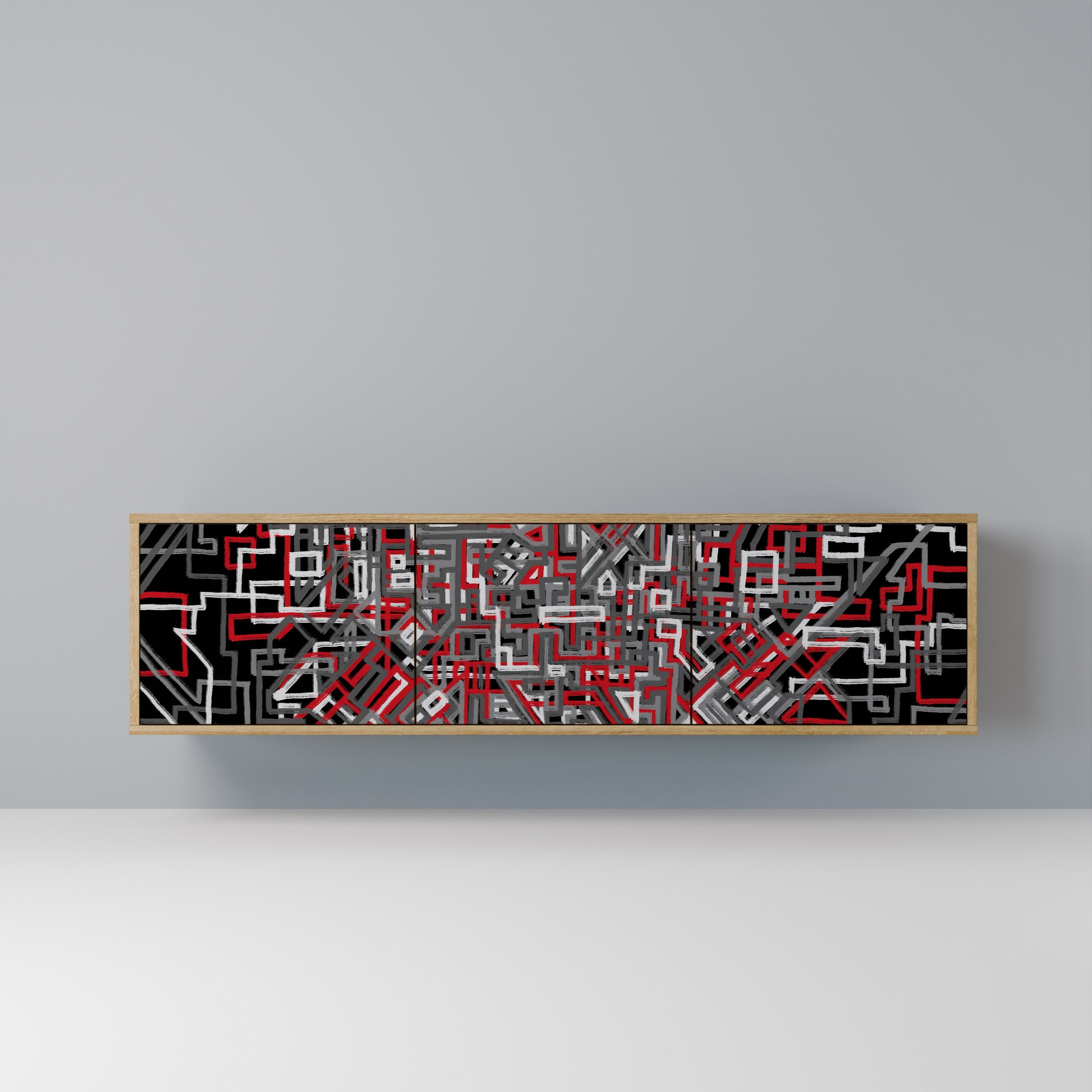 BROKEN LINES TV-Lowboard mit 3 Türen in Eiche-Optik