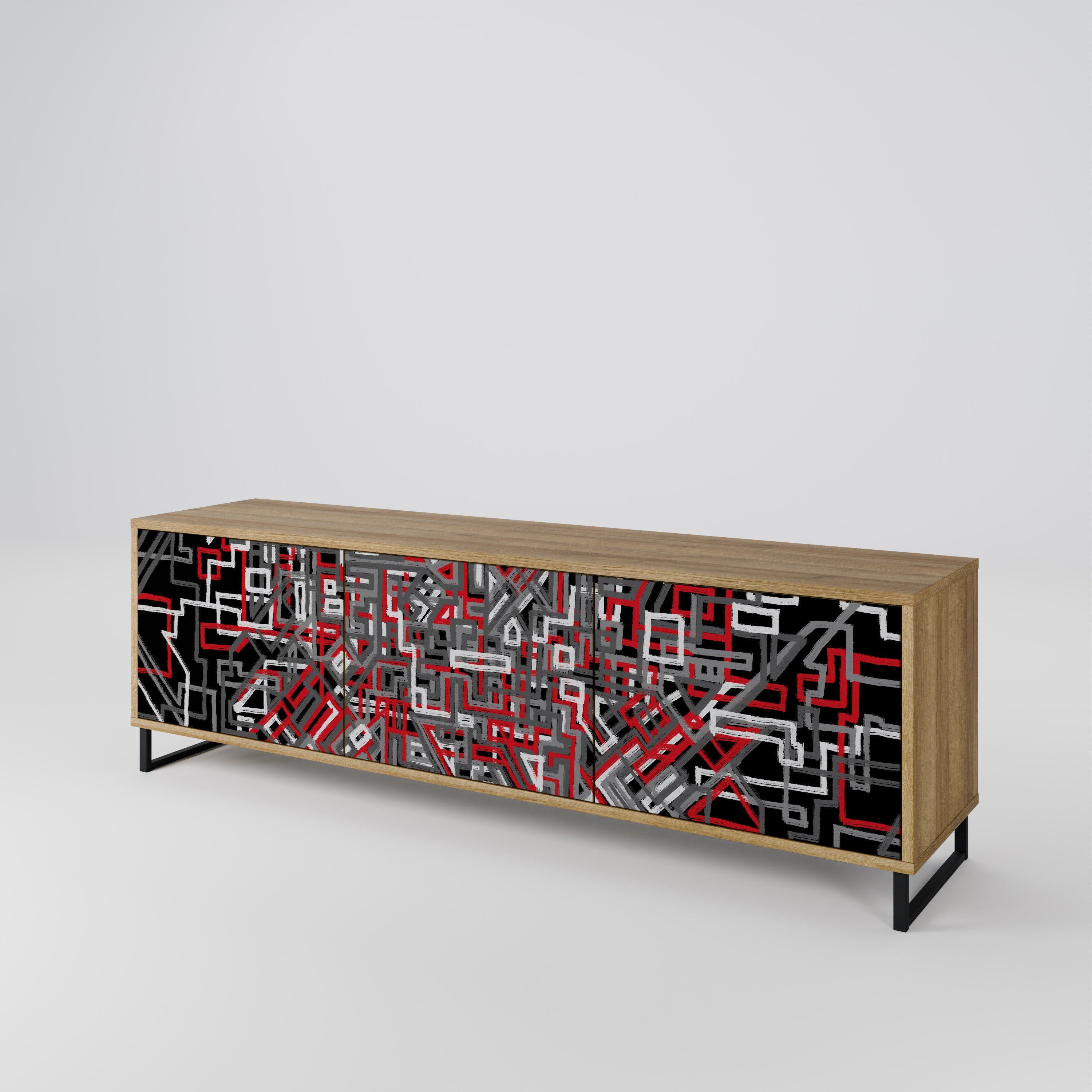 BROKEN LINES TV-Lowboard mit 3 Türen in Eiche-Optik