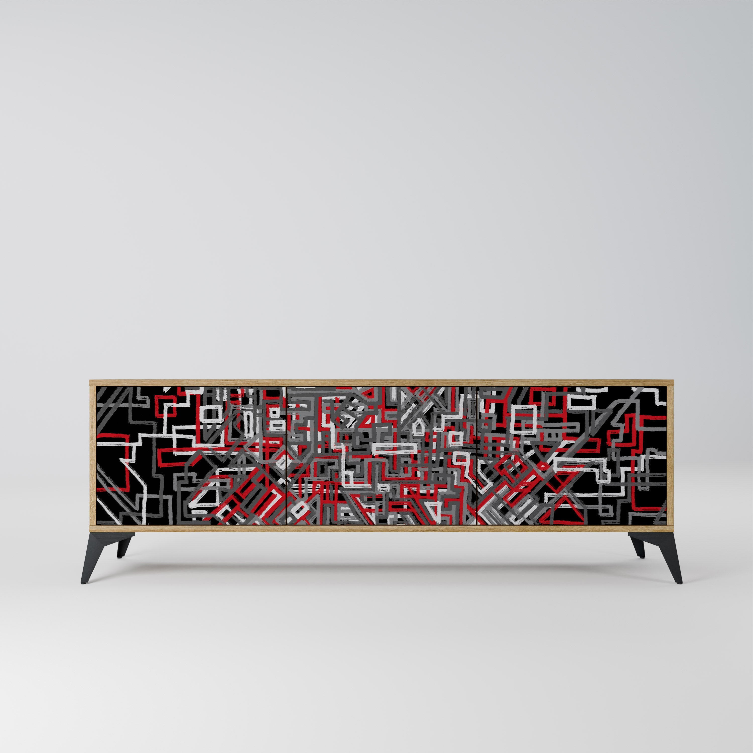 BROKEN LINES TV-Lowboard mit 3 Türen in Eiche-Optik