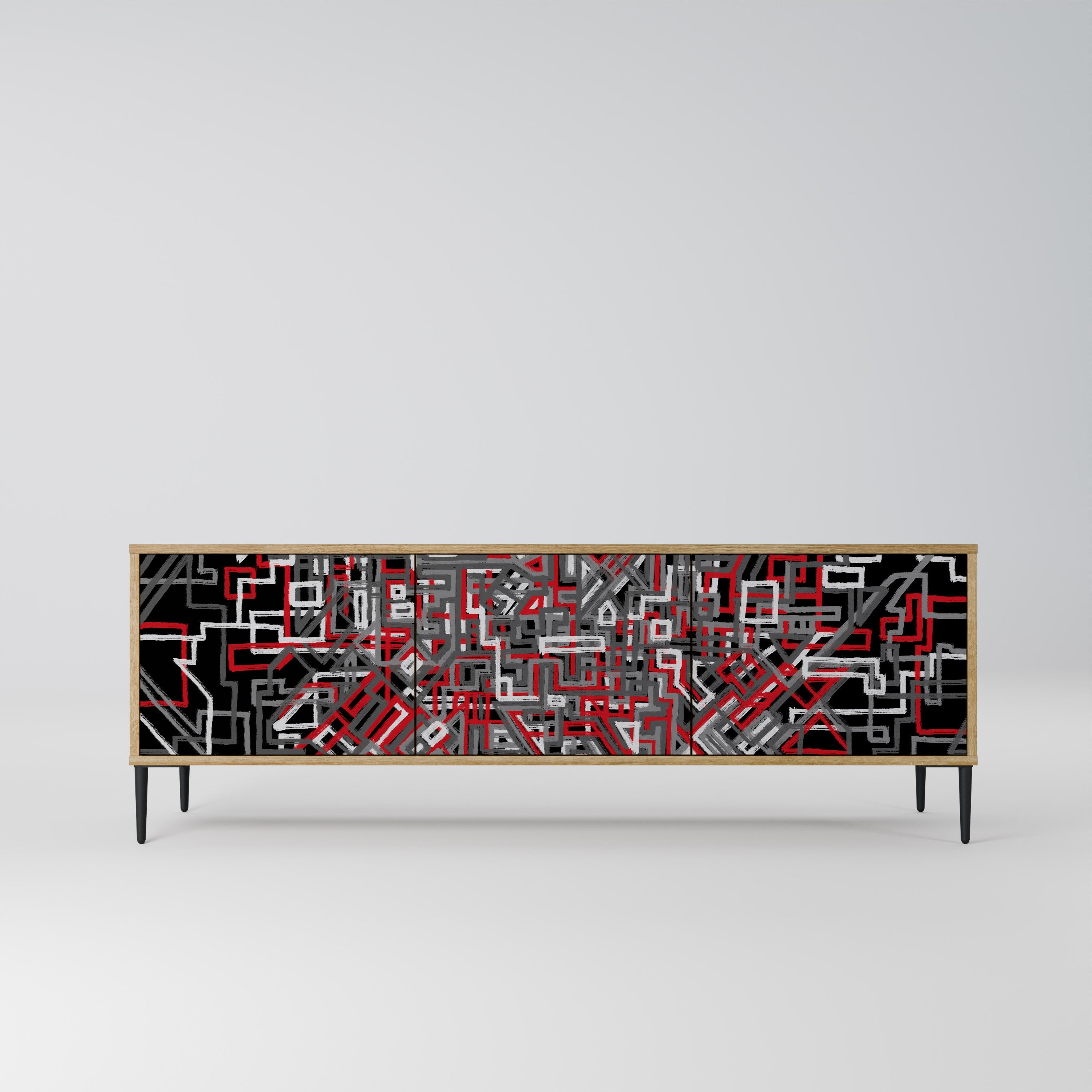 BROKEN LINES TV-Lowboard mit 3 Türen in Eiche-Optik