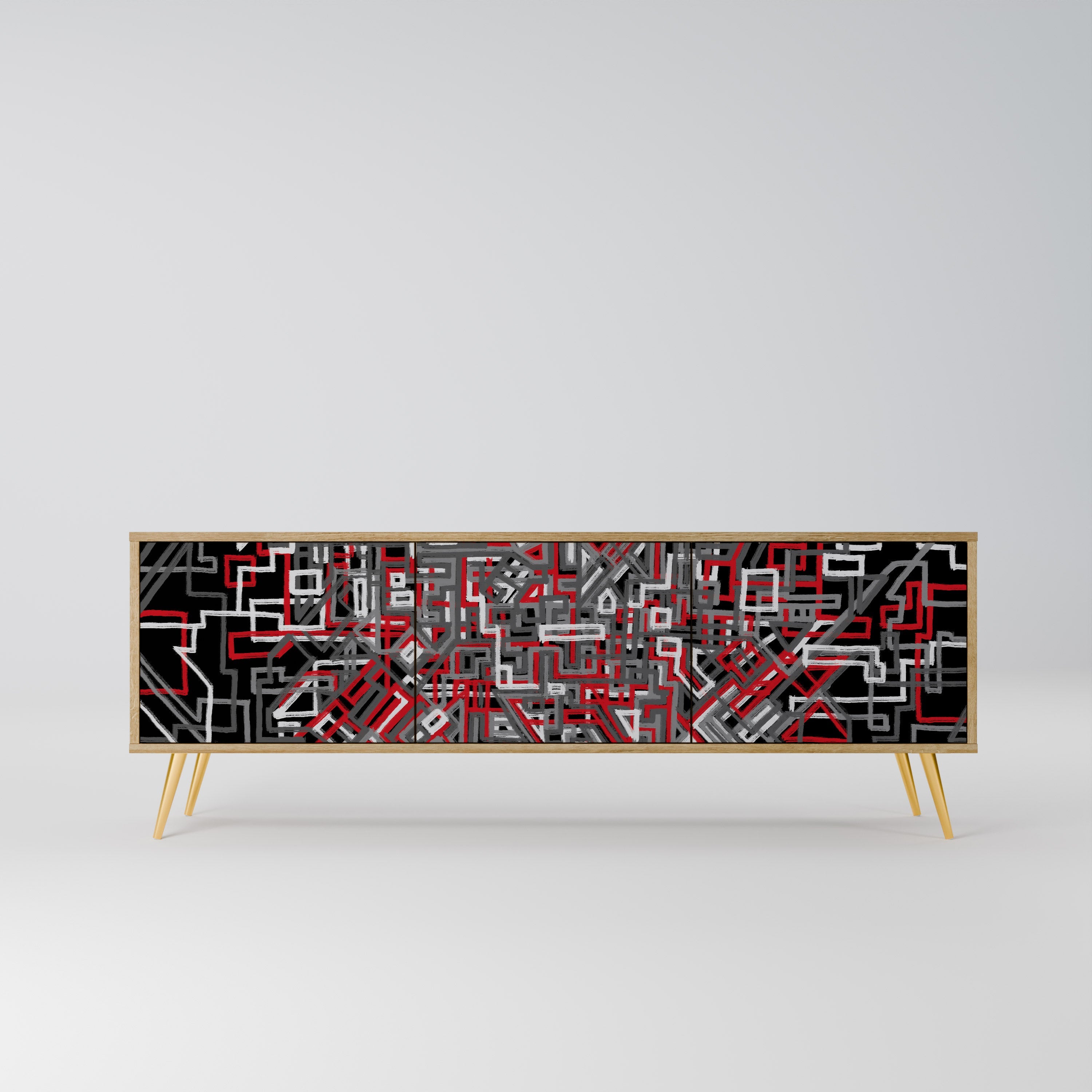 BROKEN LINES TV-Lowboard mit 3 Türen in Eiche-Optik