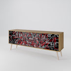 BROKEN LINES TV-Lowboard mit 3 Türen in Eiche-Optik