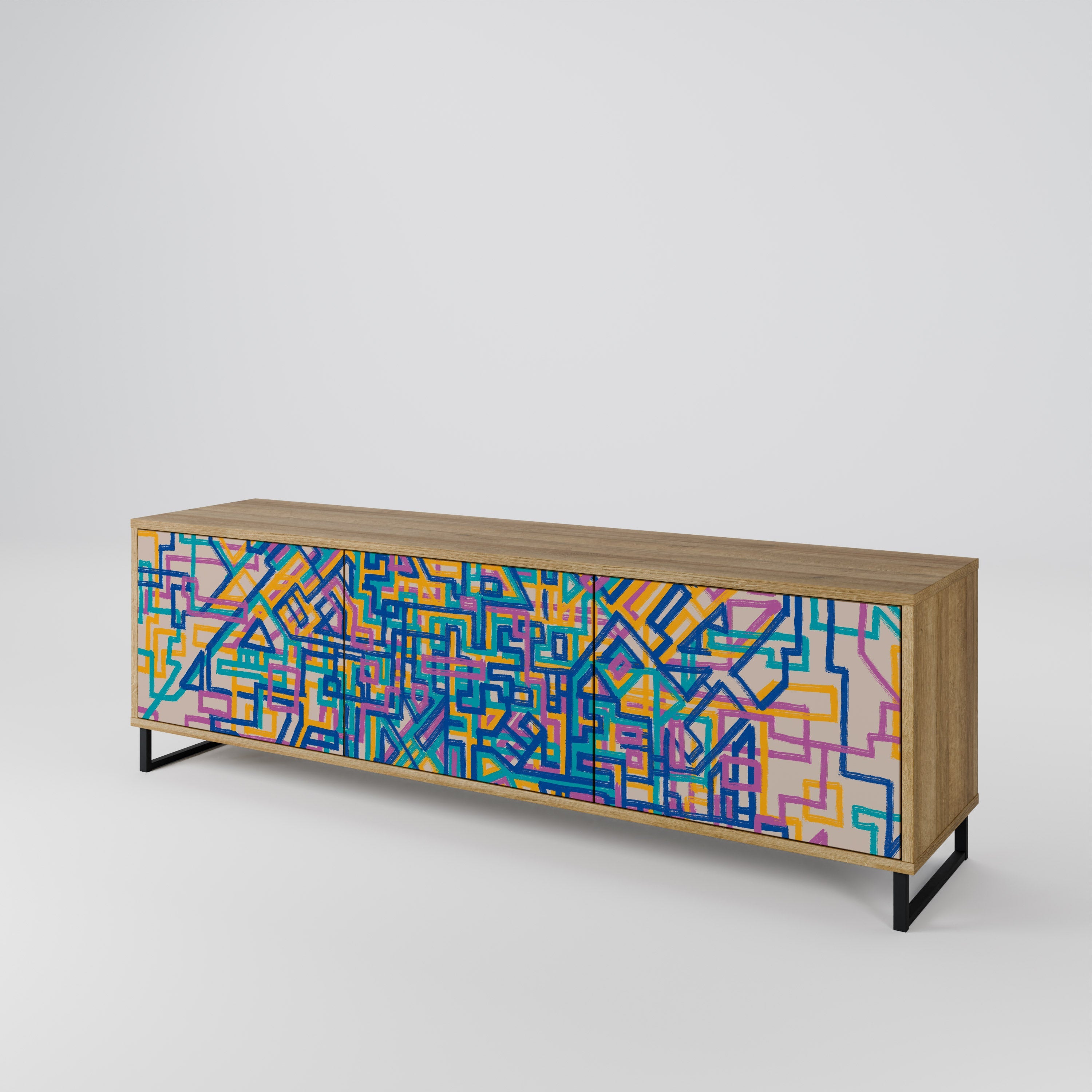 MEMORIES MAP TV-Lowboard mit 3 Türen in Eiche-Optik