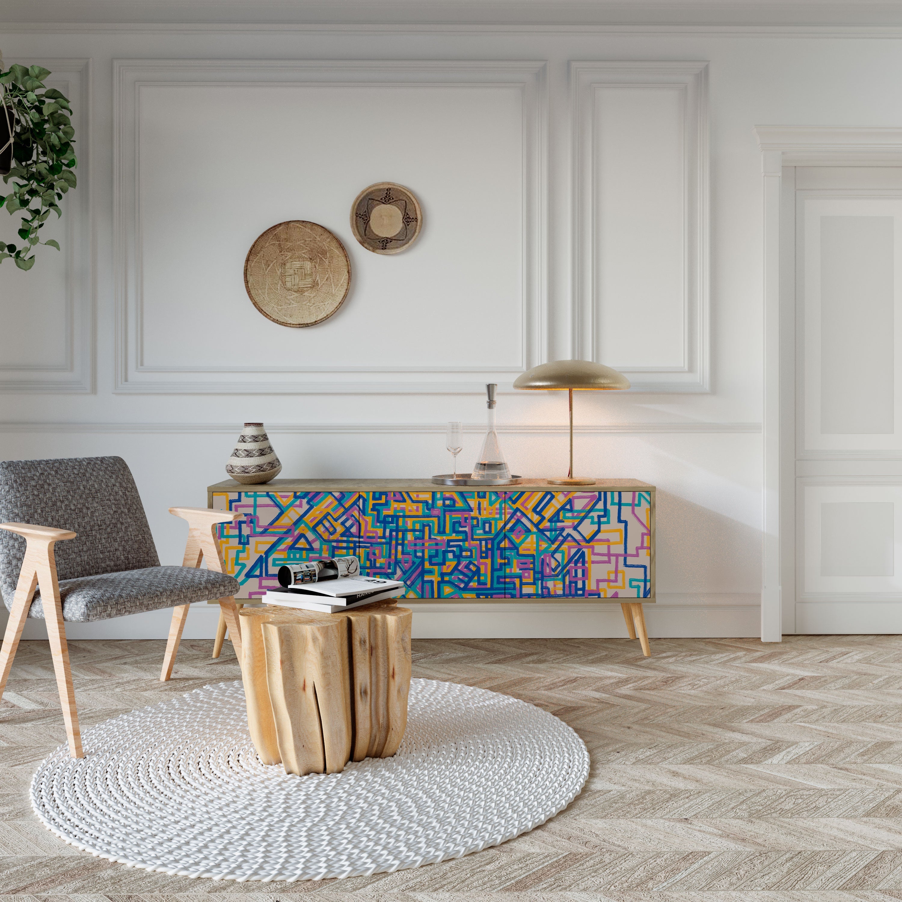 MEMORIES MAP TV-Lowboard mit 3 Türen in Eiche-Optik