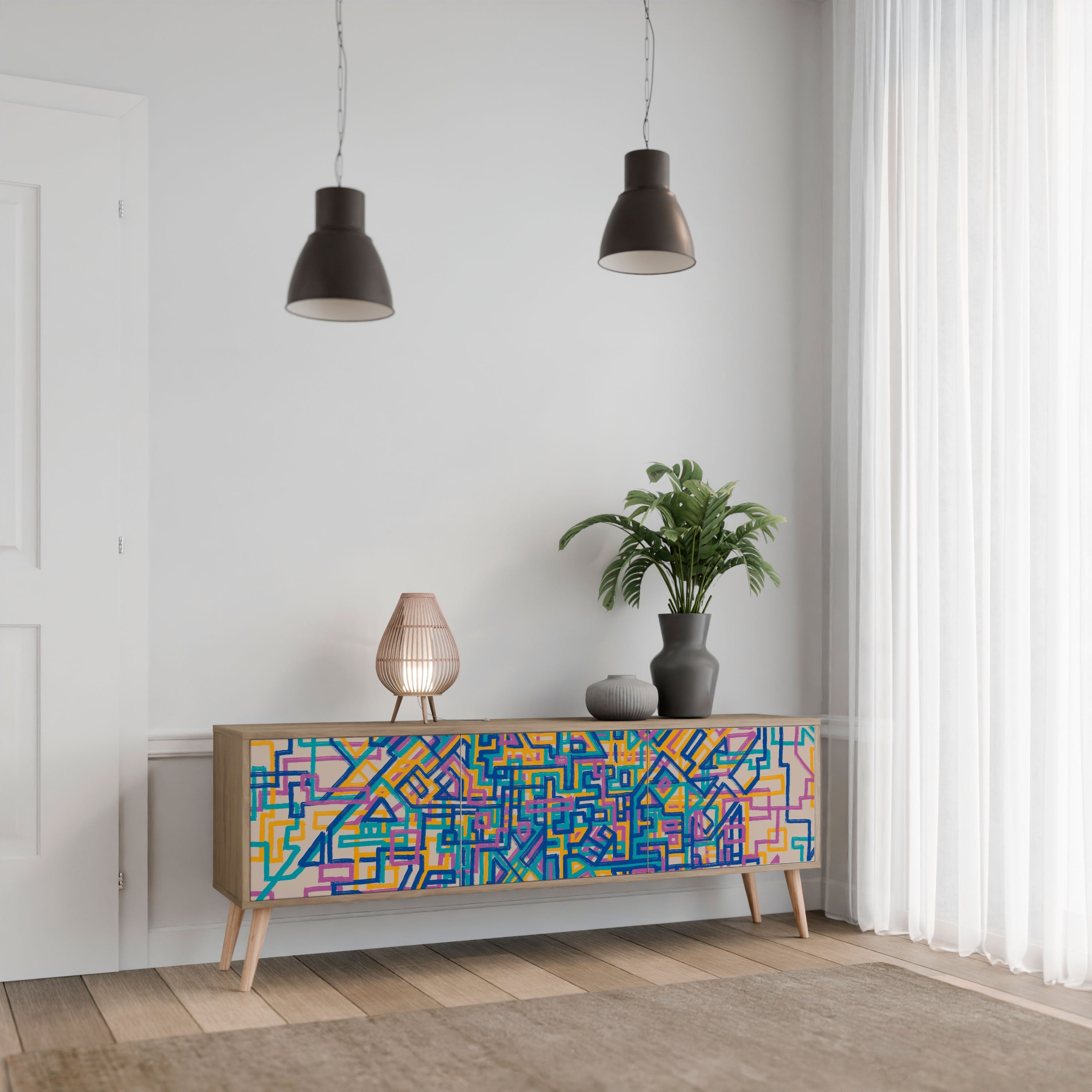 MEMORIES MAP TV-Lowboard mit 3 Türen in Eiche-Optik