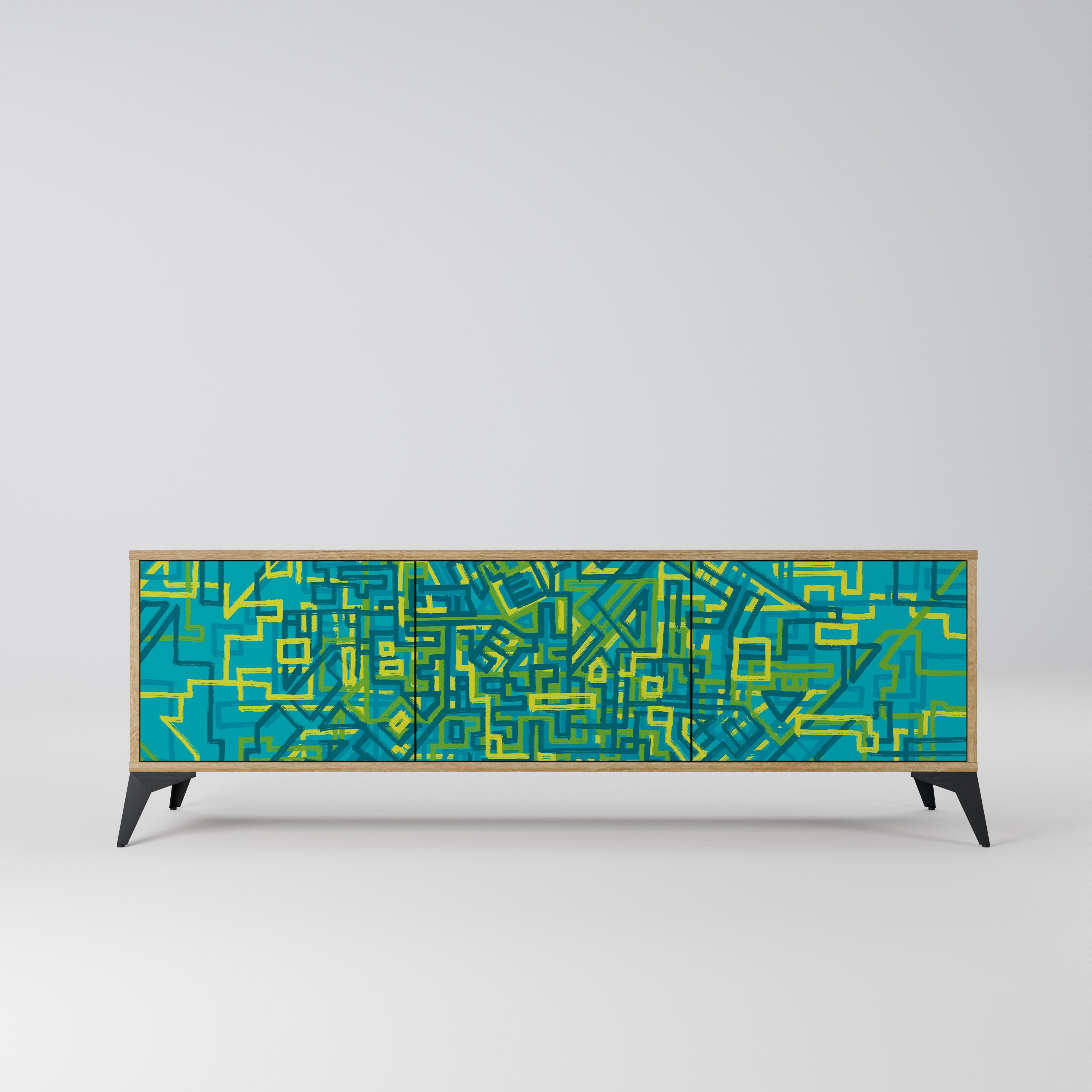 NOSTALGIC MEMORIES TV-Lowboard mit 3 Türen in Eiche-Optik