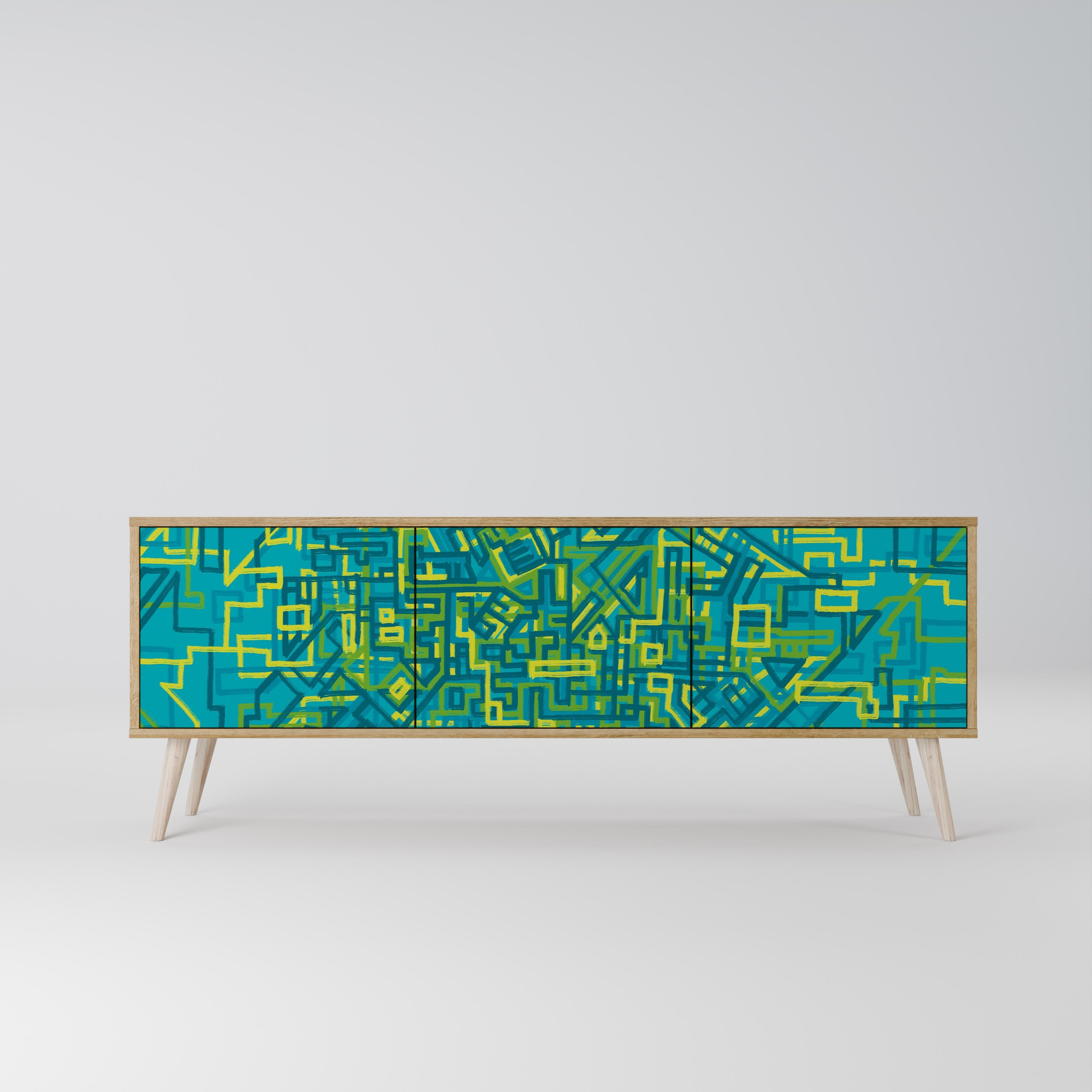 NOSTALGIC MEMORIES TV-Lowboard mit 3 Türen in Eiche-Optik