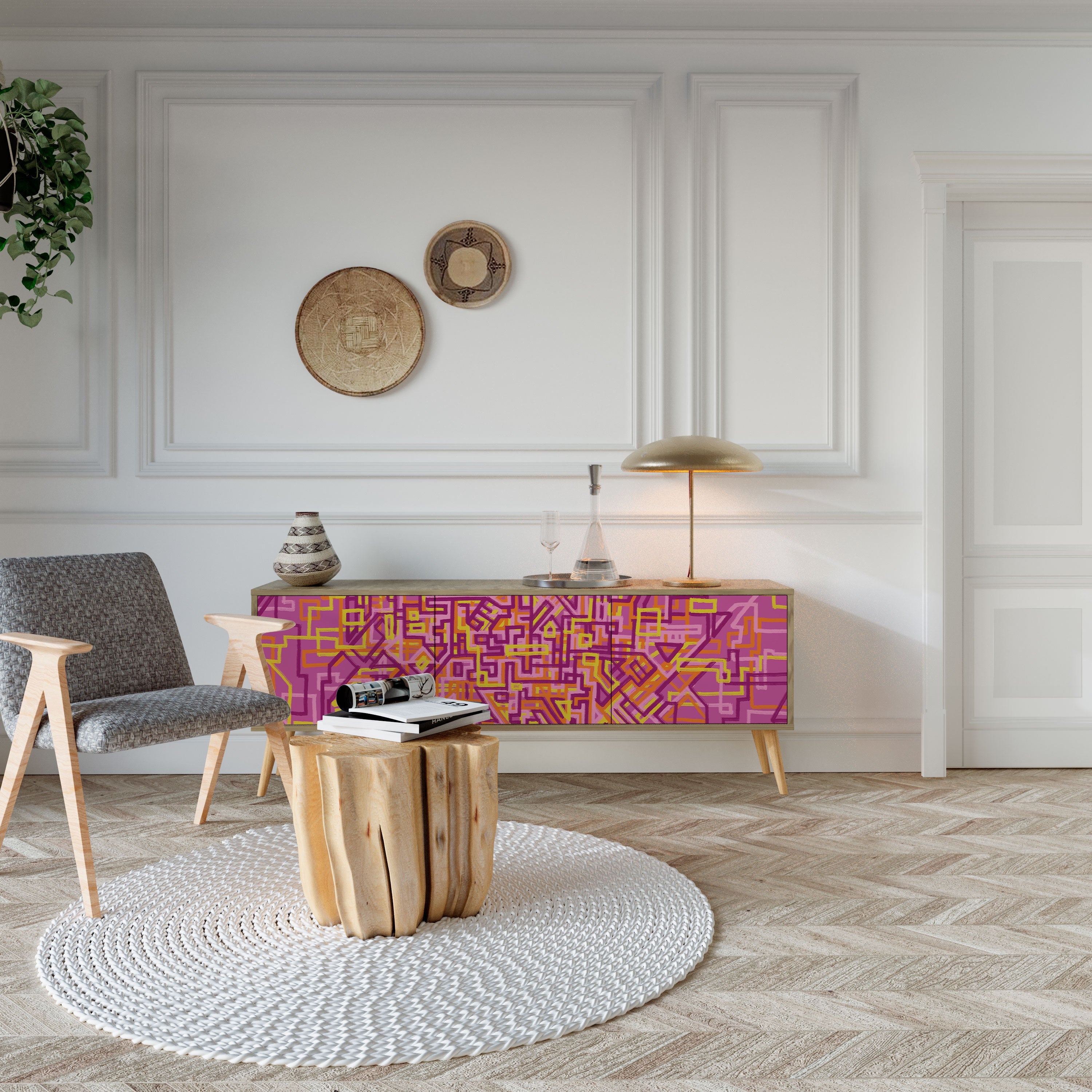 LOVELY MEMORIES TV-Lowboard mit 3 Türen in Eiche-Optik