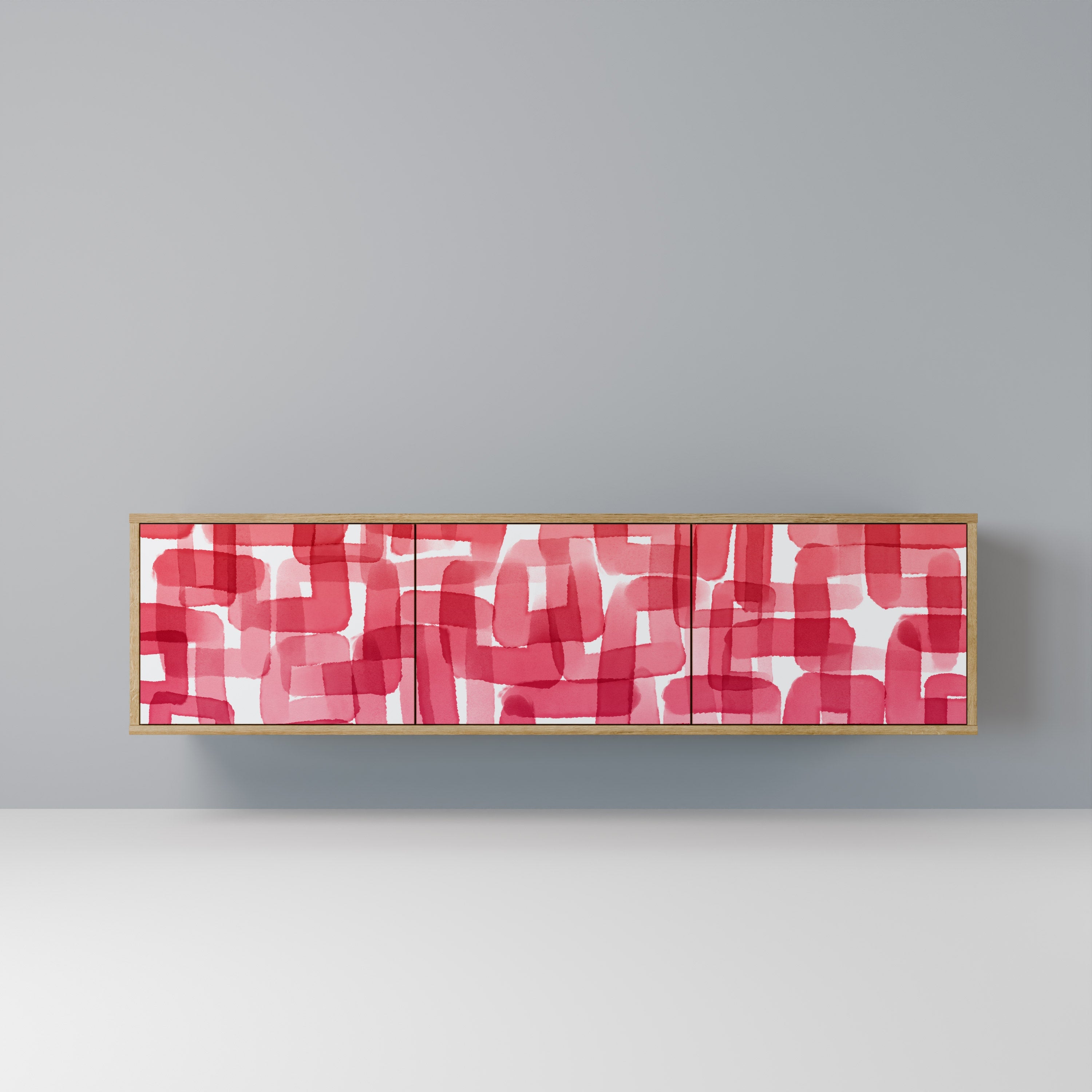 KALEIDOSCOPIC CUBISM TV-Lowboard mit 3 Türen in Eiche-Optik