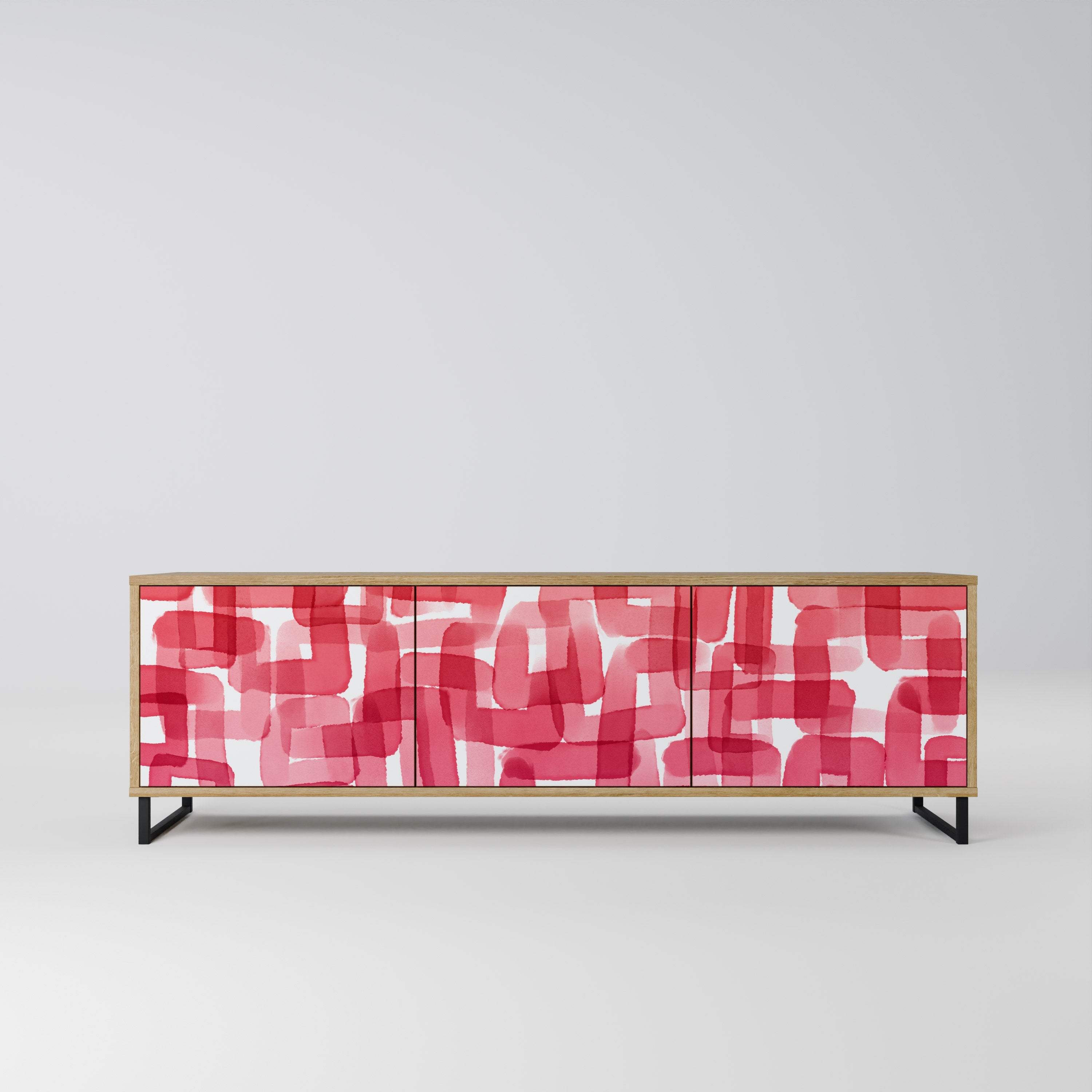 KALEIDOSCOPIC CUBISM TV-Lowboard mit 3 Türen in Eiche-Optik