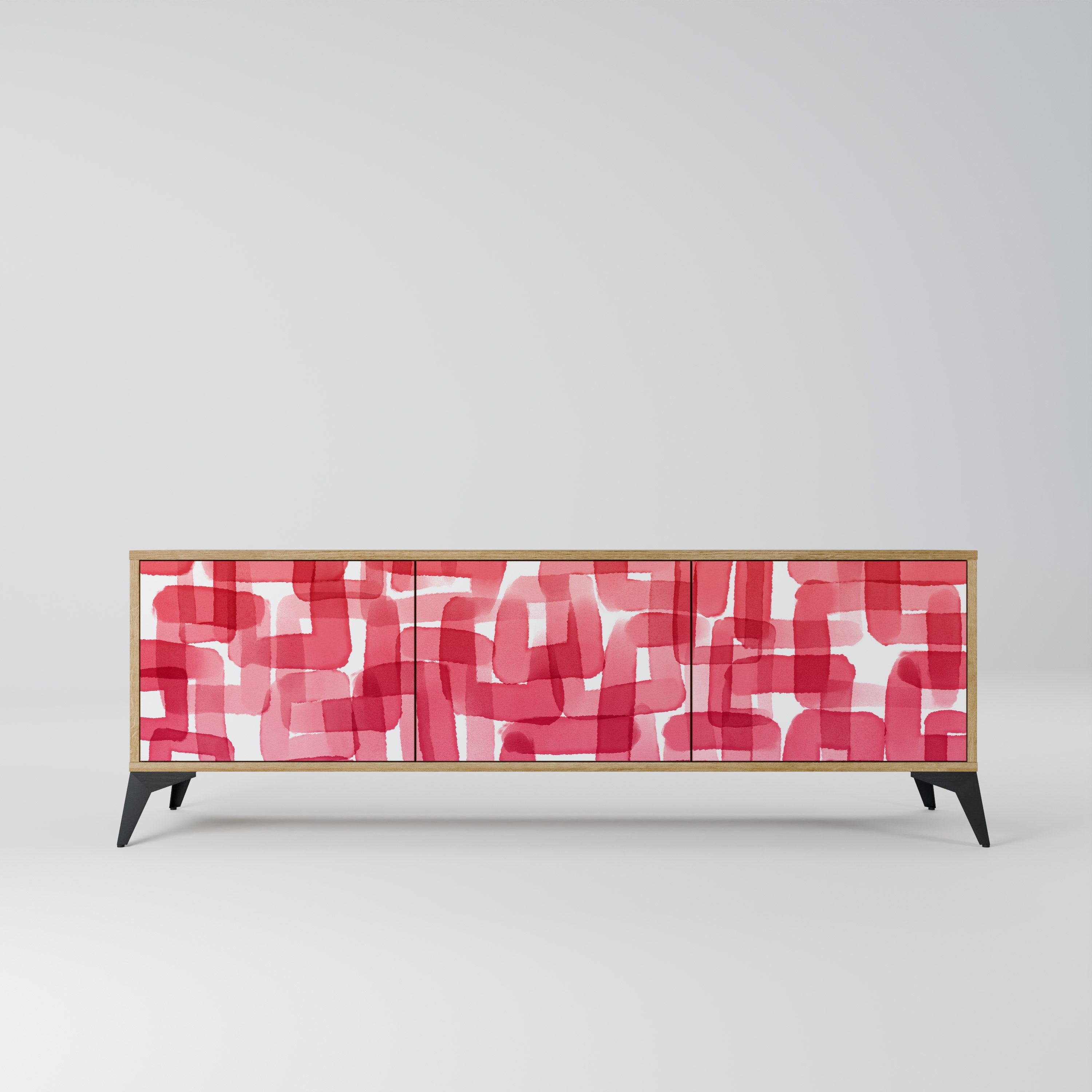 KALEIDOSCOPIC CUBISM TV-Lowboard mit 3 Türen in Eiche-Optik