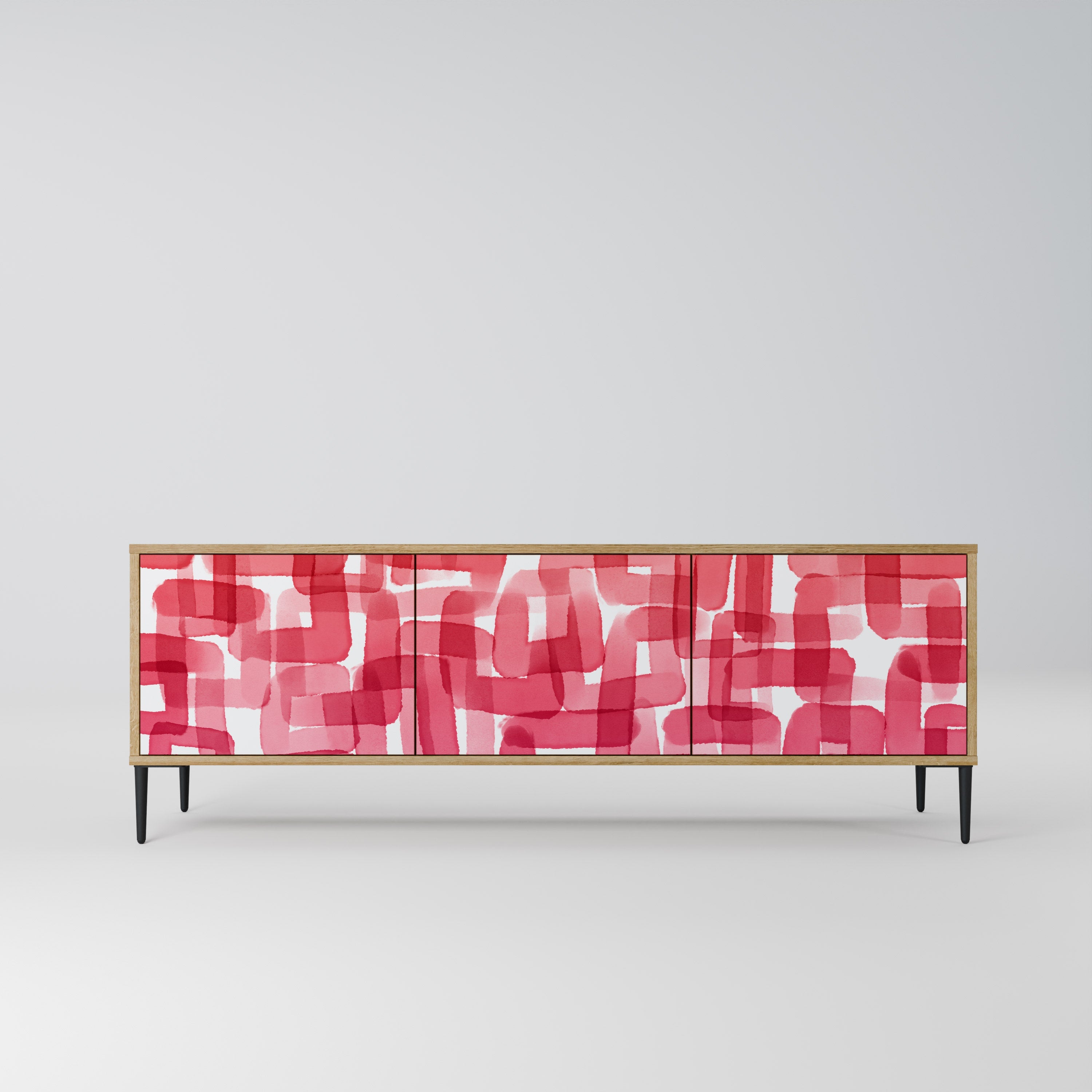 KALEIDOSCOPIC CUBISM TV-Lowboard mit 3 Türen in Eiche-Optik