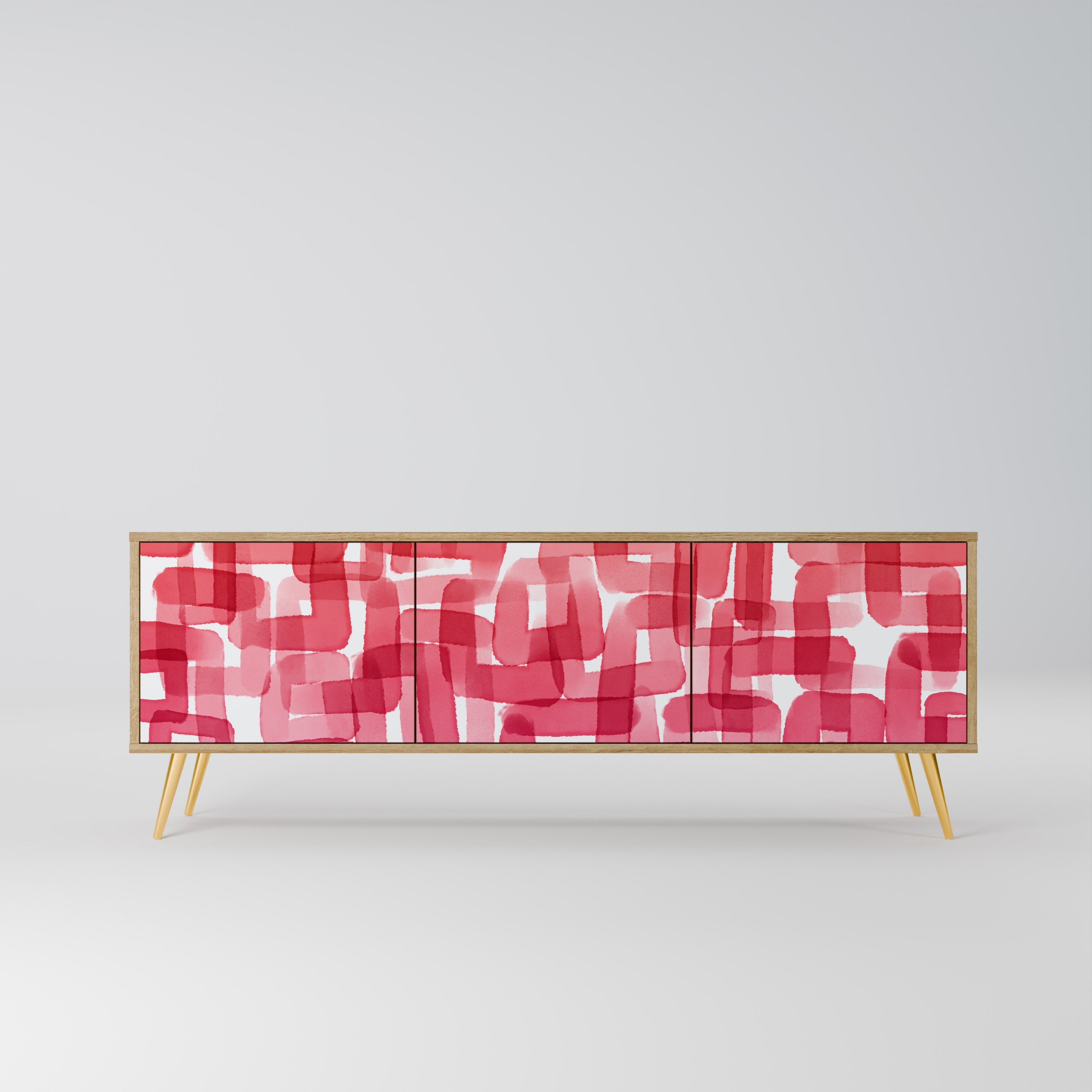 KALEIDOSCOPIC CUBISM TV-Lowboard mit 3 Türen in Eiche-Optik