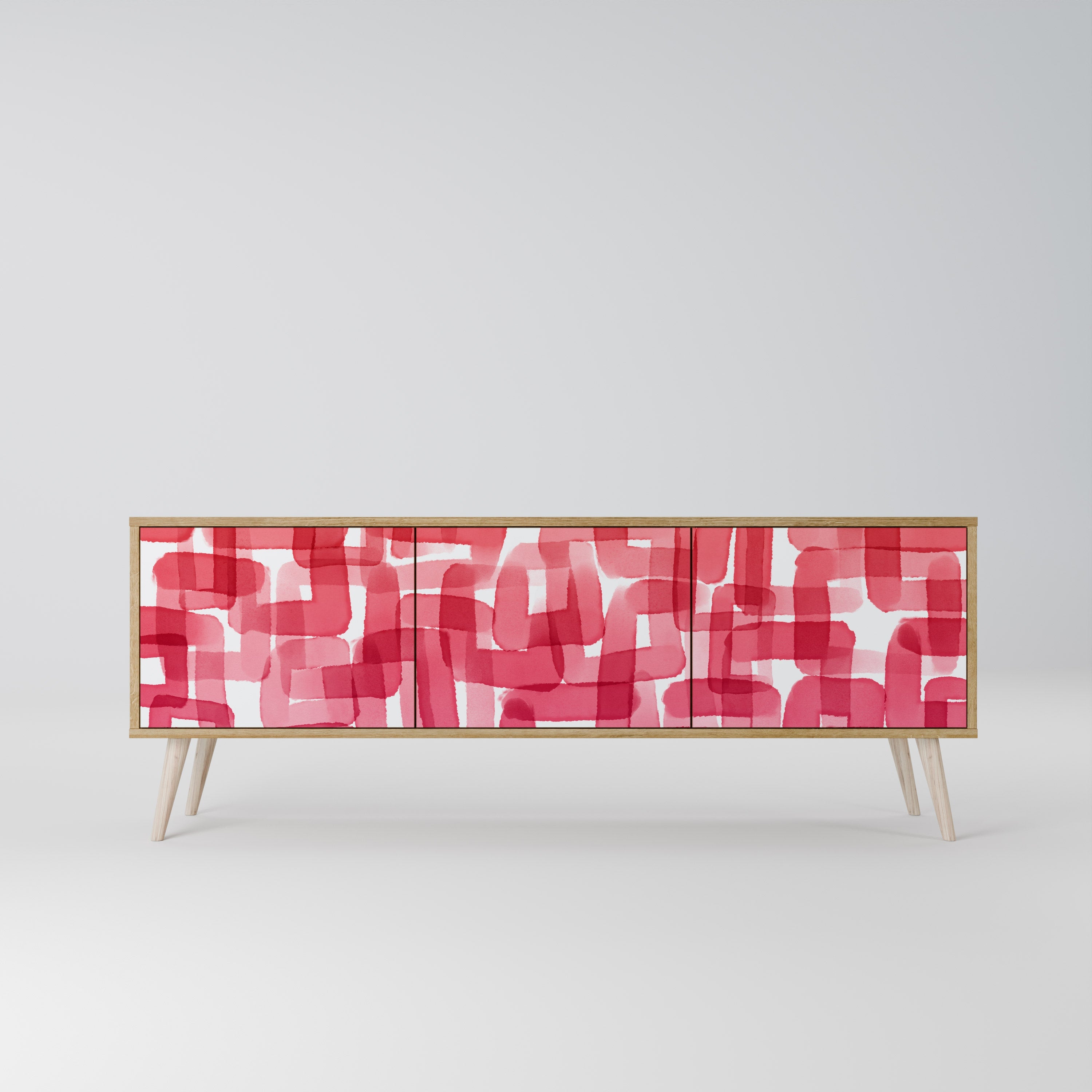 KALEIDOSCOPIC CUBISM TV-Lowboard mit 3 Türen in Eiche-Optik