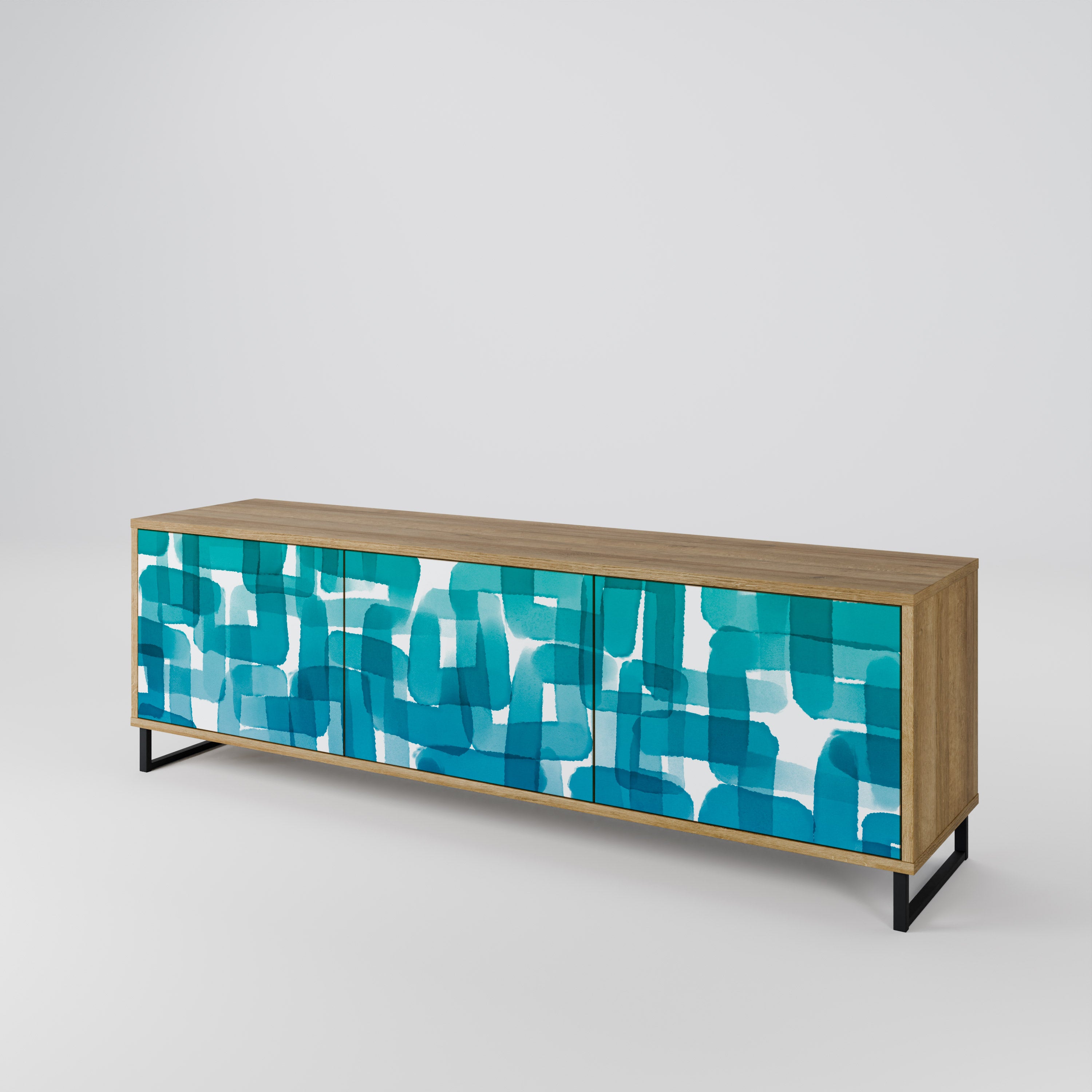 TURQUOISE RECTANGLES 3-türiges TV-Lowboard
