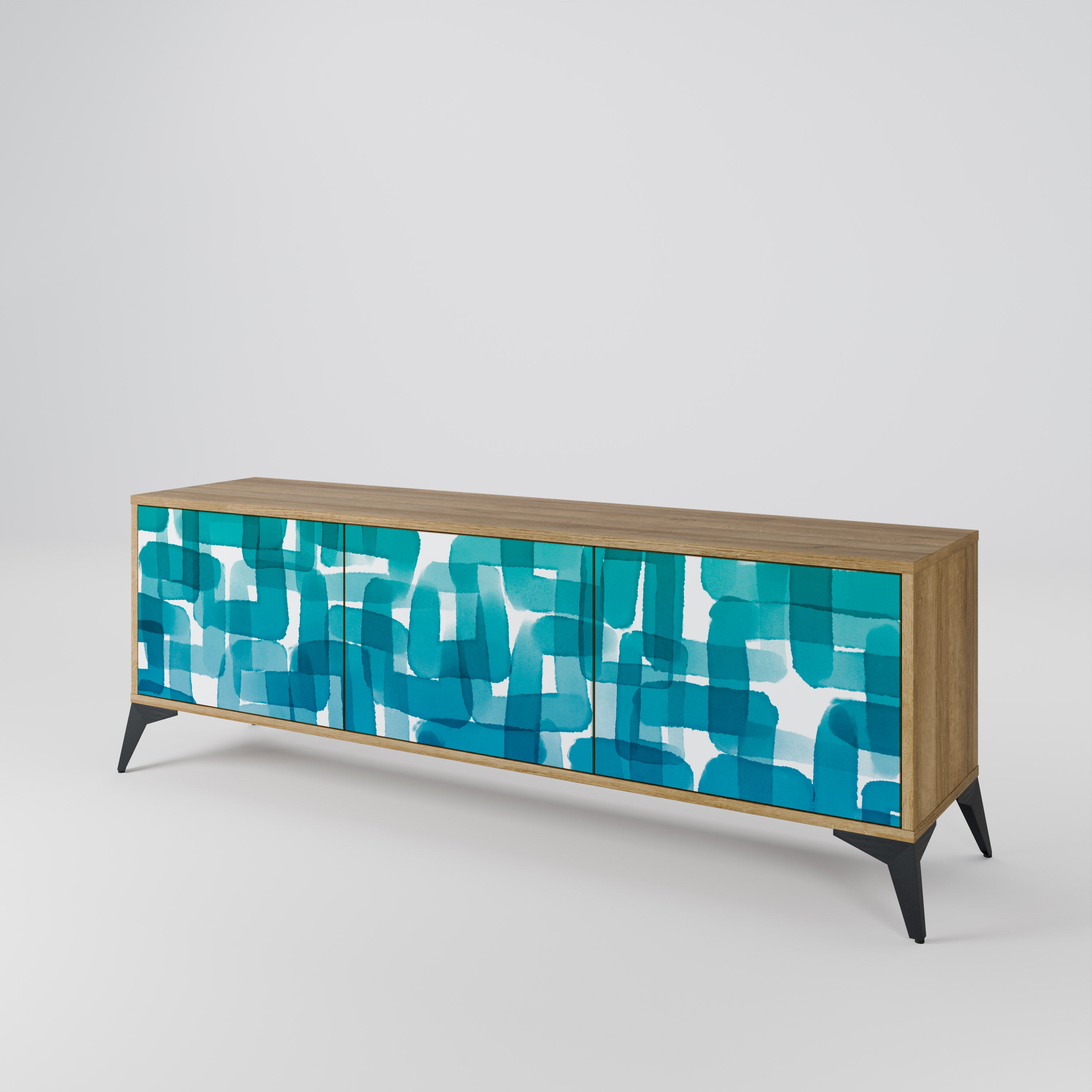 TURQUOISE RECTANGLES 3-türiges TV-Lowboard