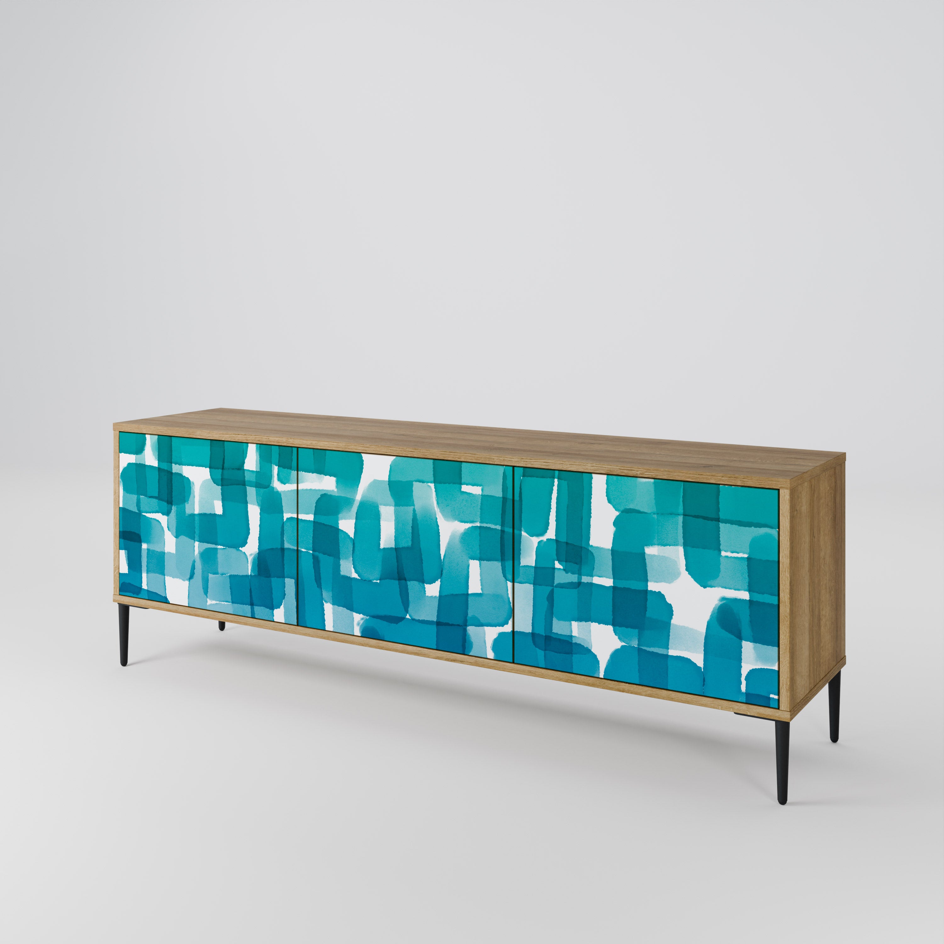 TURQUOISE RECTANGLES 3-türiges TV-Lowboard