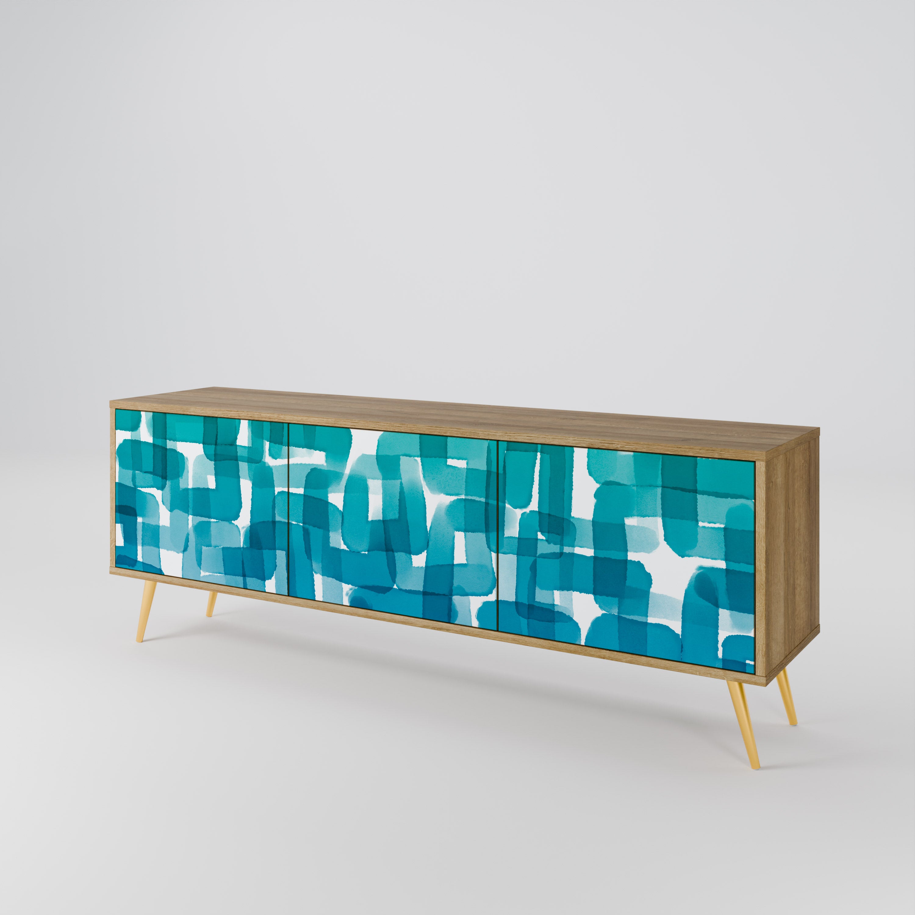 TURQUOISE RECTANGLES 3-türiges TV-Lowboard