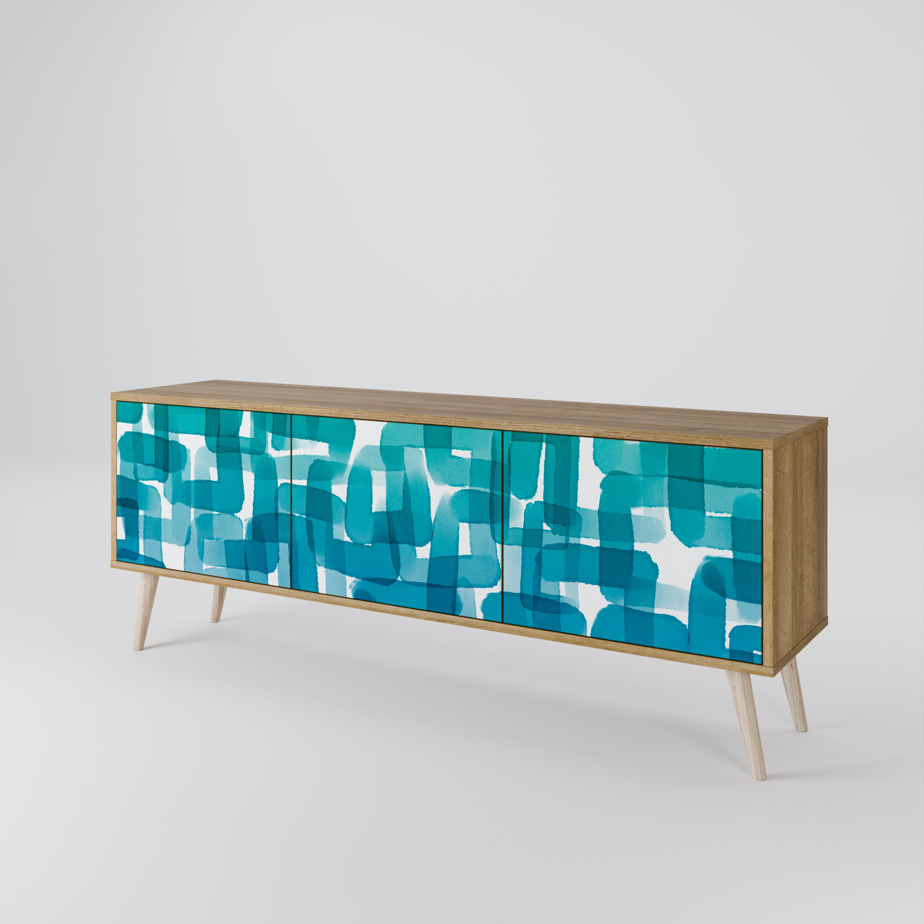 TURQUOISE RECTANGLES 3-türiges TV-Lowboard