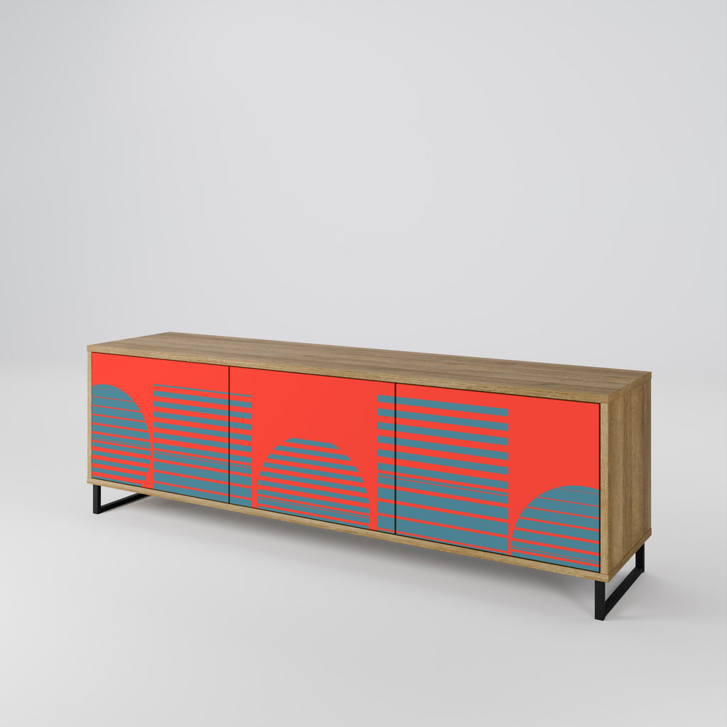 RISING GEOMETRY STARS TV-Lowboard mit 3 Türen in Eiche-Optik
