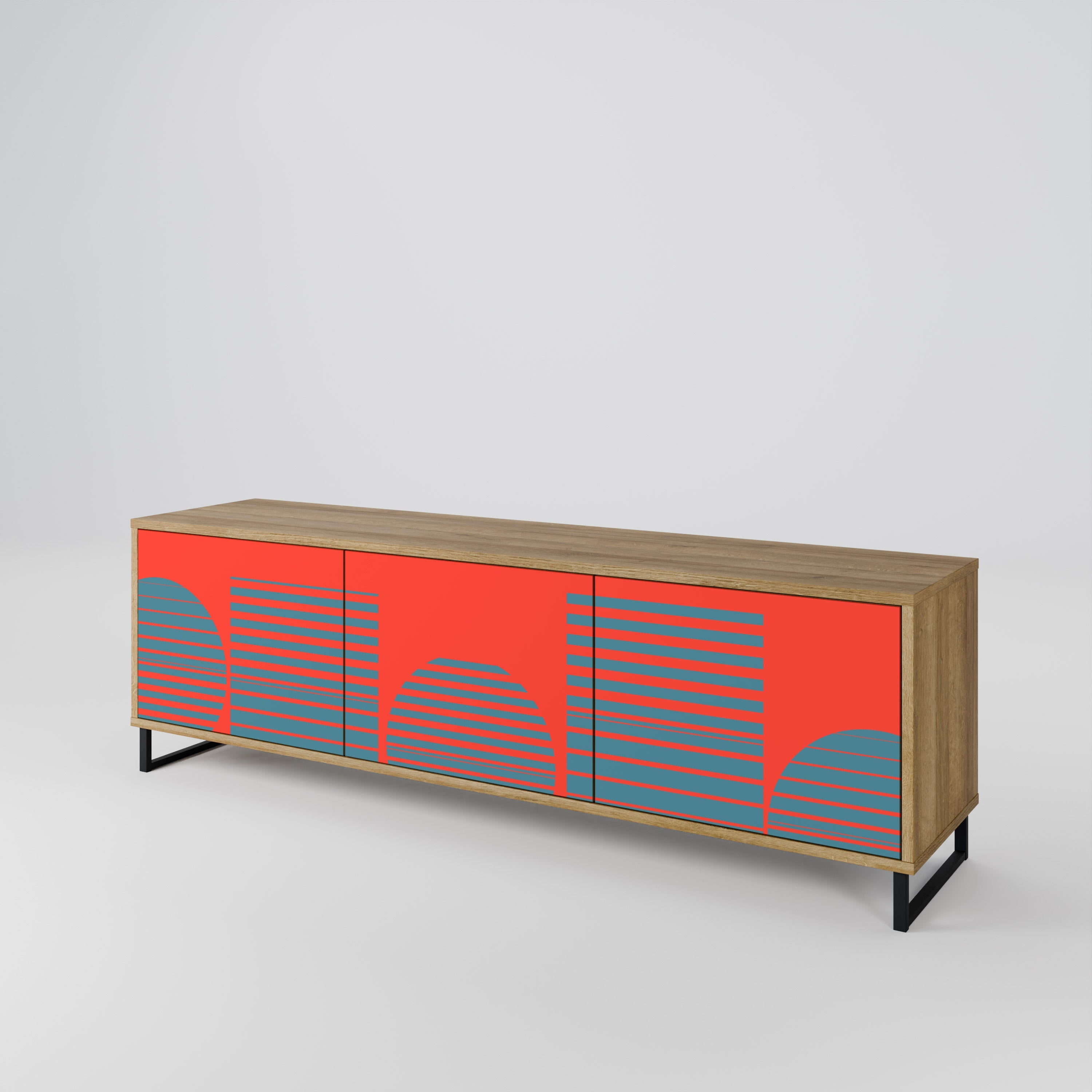 RISING GEOMETRY STARS TV-Lowboard mit 3 Türen in Eiche-Optik