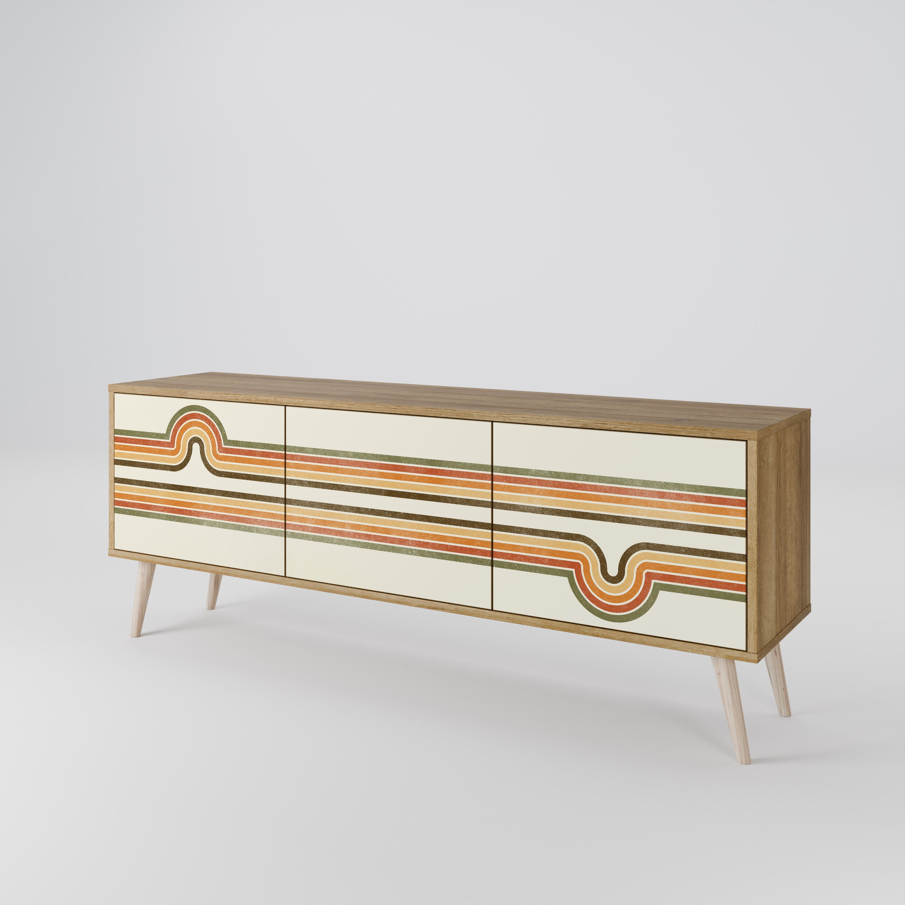 EXCEPTIONAL STREAM TV-Lowboard mit 3 Türen in Eiche-Optik